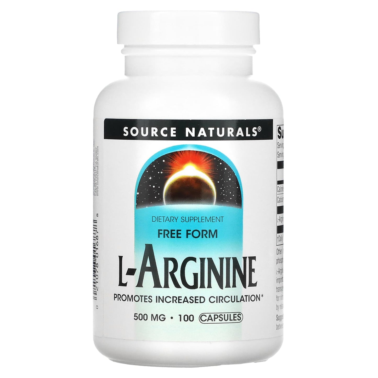 Source Naturals, L-Arginine 500 mg, 100 Capsules UPC 021078016878 | Hilife Vitamins