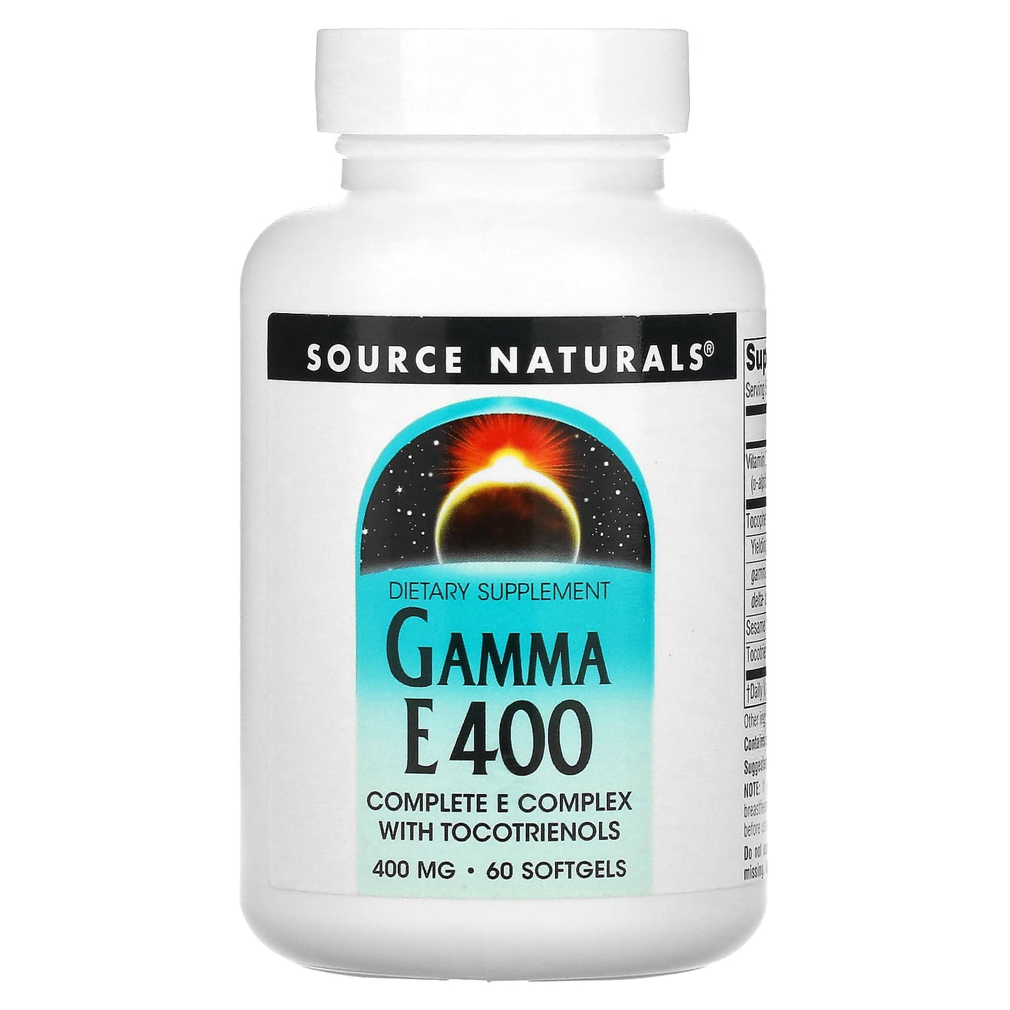 Source Naturals, Gamma E 400 Complex 400 mg, 60 Softgels UPC 021078016984 | HiLife Vitamins