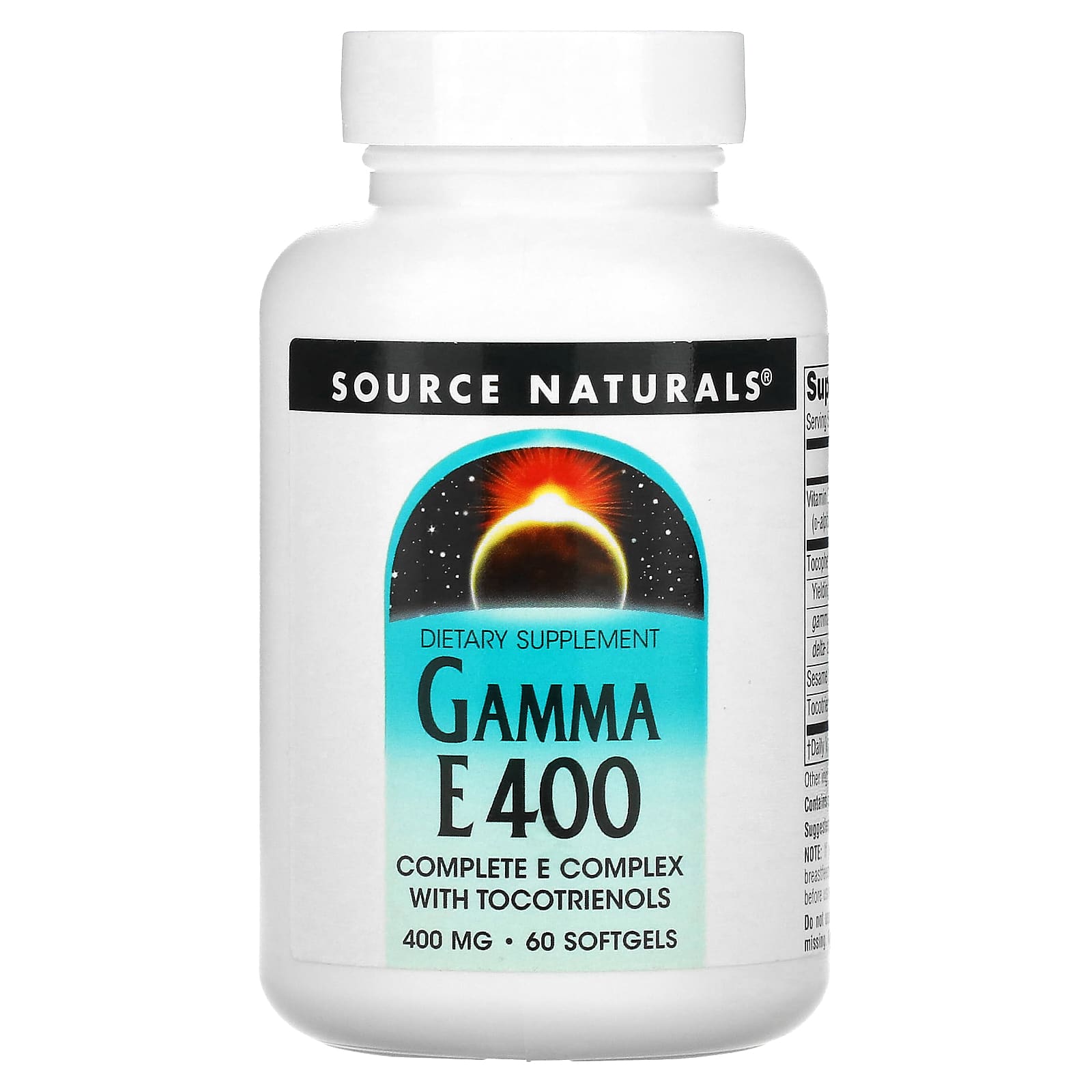 Source Naturals, Gamma E 400 Complex 400 mg, 60 Softgels UPC 021078016984 | HiLife Vitamins