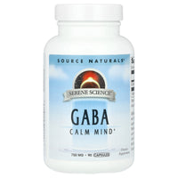 Source Naturals, Serene Science®, GABA, 750 mg, 90 Capsules UPC 021078017073 | Hilife Vitamins