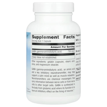 Source Naturals, Serene Science®, GABA, 750 mg, 90 Capsules UPC 021078017073 | Hilife Vitamins