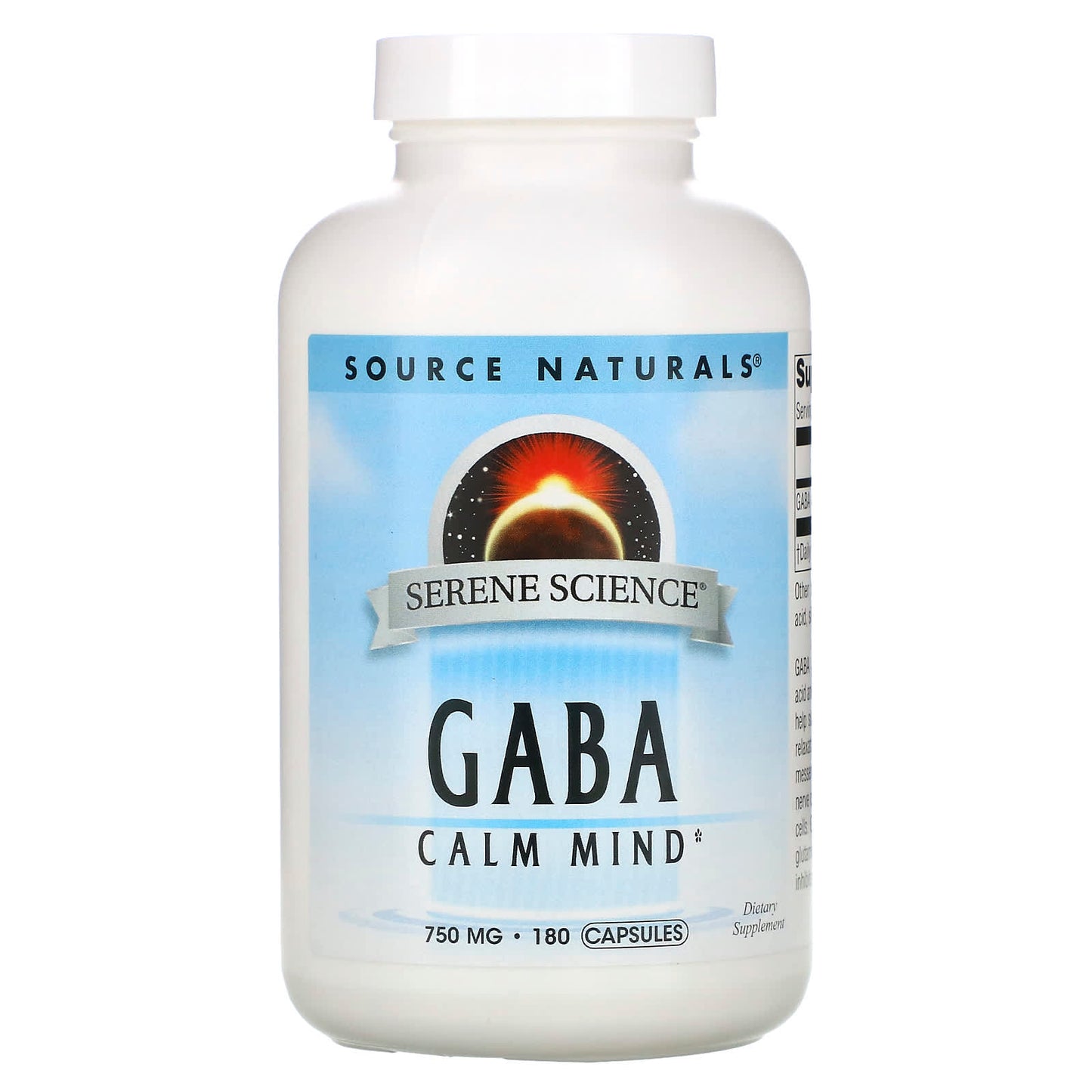 Source Naturals, Serene Science Gaba 750 mg, 180 Capsules UPC 021078017080 | Hilife Vitamins