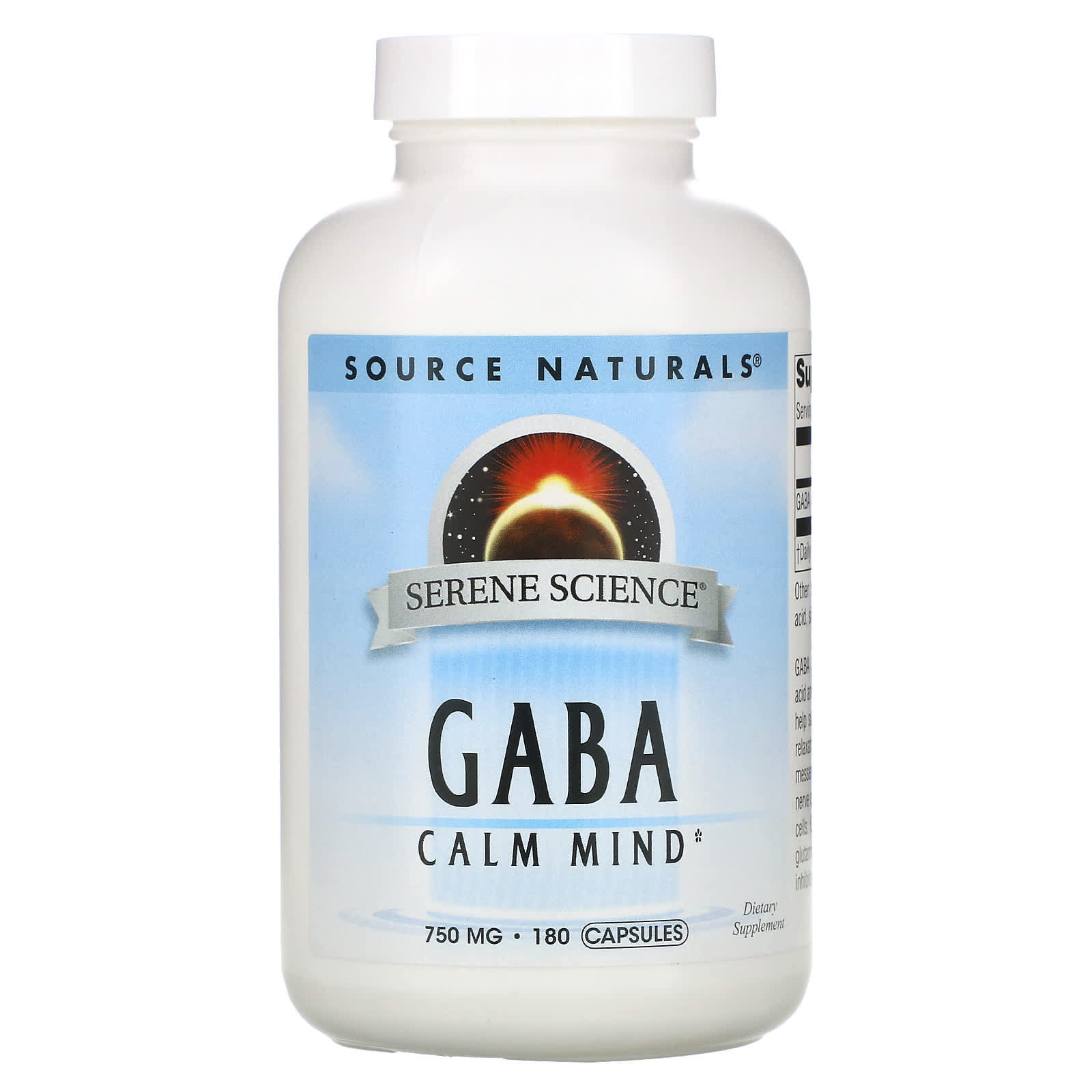 Source Naturals, Serene Science Gaba 750 mg, 180 Capsules UPC 021078017080 | Hilife Vitamins