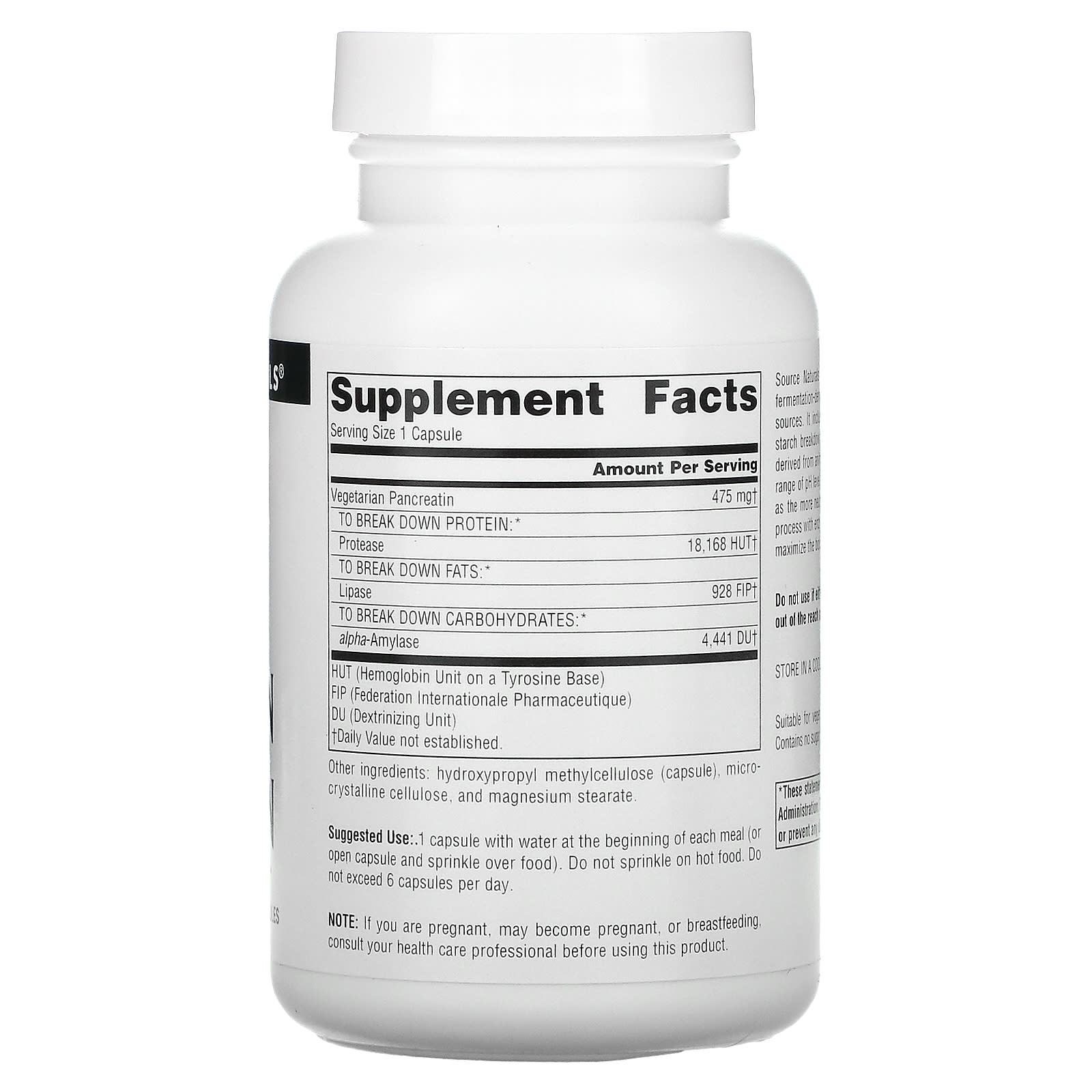 Source Naturals, Vegetarian Pancreatin, 120 Capsules UPC 021078017110 | Hilife Vitamins