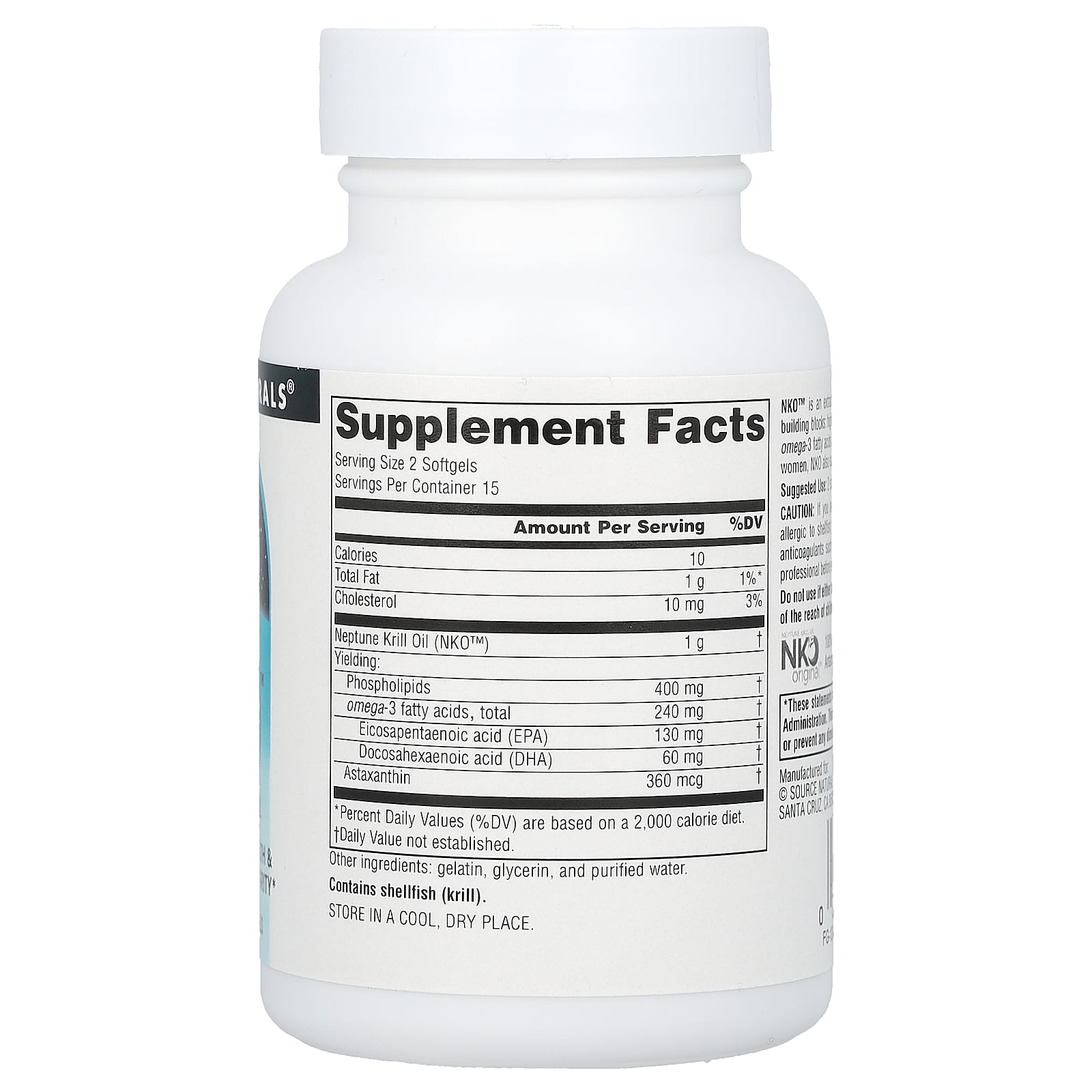 Source Naturals, NKO® Neptune Krill Oil 500 mg, 30 Softgels UPC 021078017127 | HiLife Vitamins