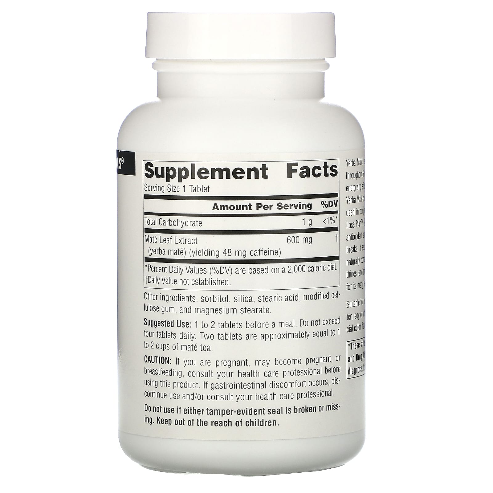 Source Naturals, Yerba Mate 600 mg, 90 Tablets UPC 021078017301 | Hilife Vitamins