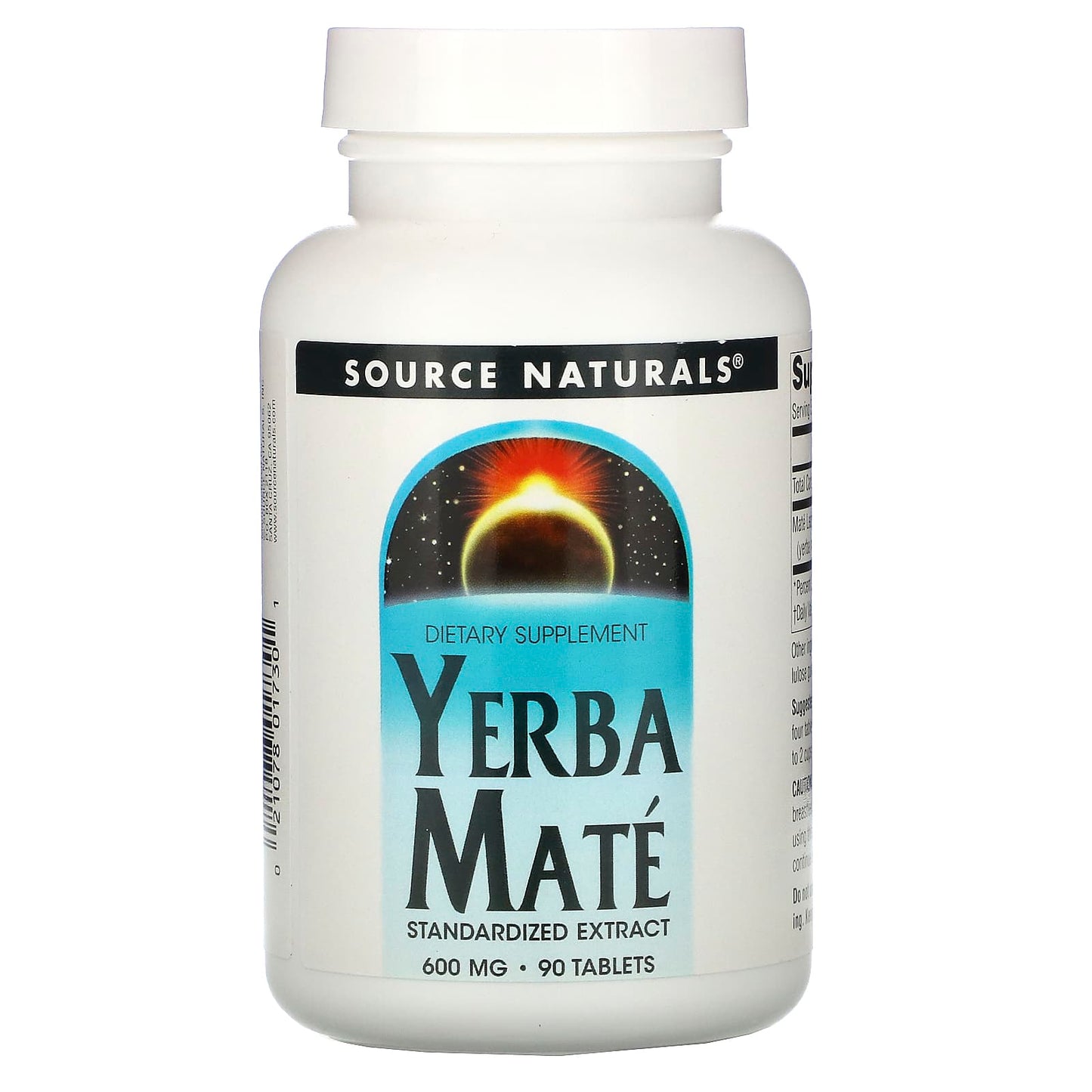 Source Naturals, Yerba Mate 600 mg, 90 Tablets UPC 021078017301 | Hilife Vitamins