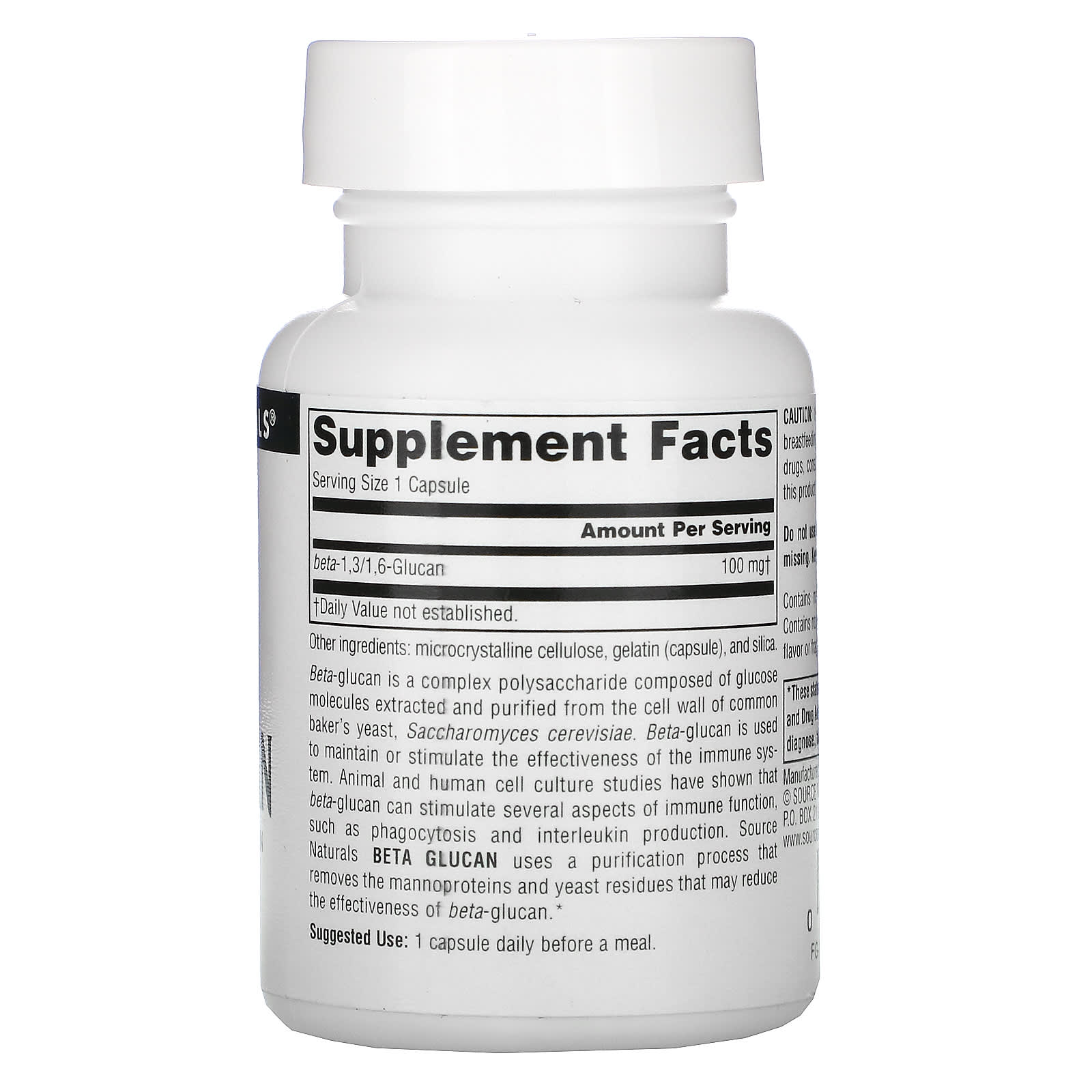 Source Naturals, Beta-Glucan 100 mg, 30 Capsules UPC 021078017585 | Hilife Vitamins