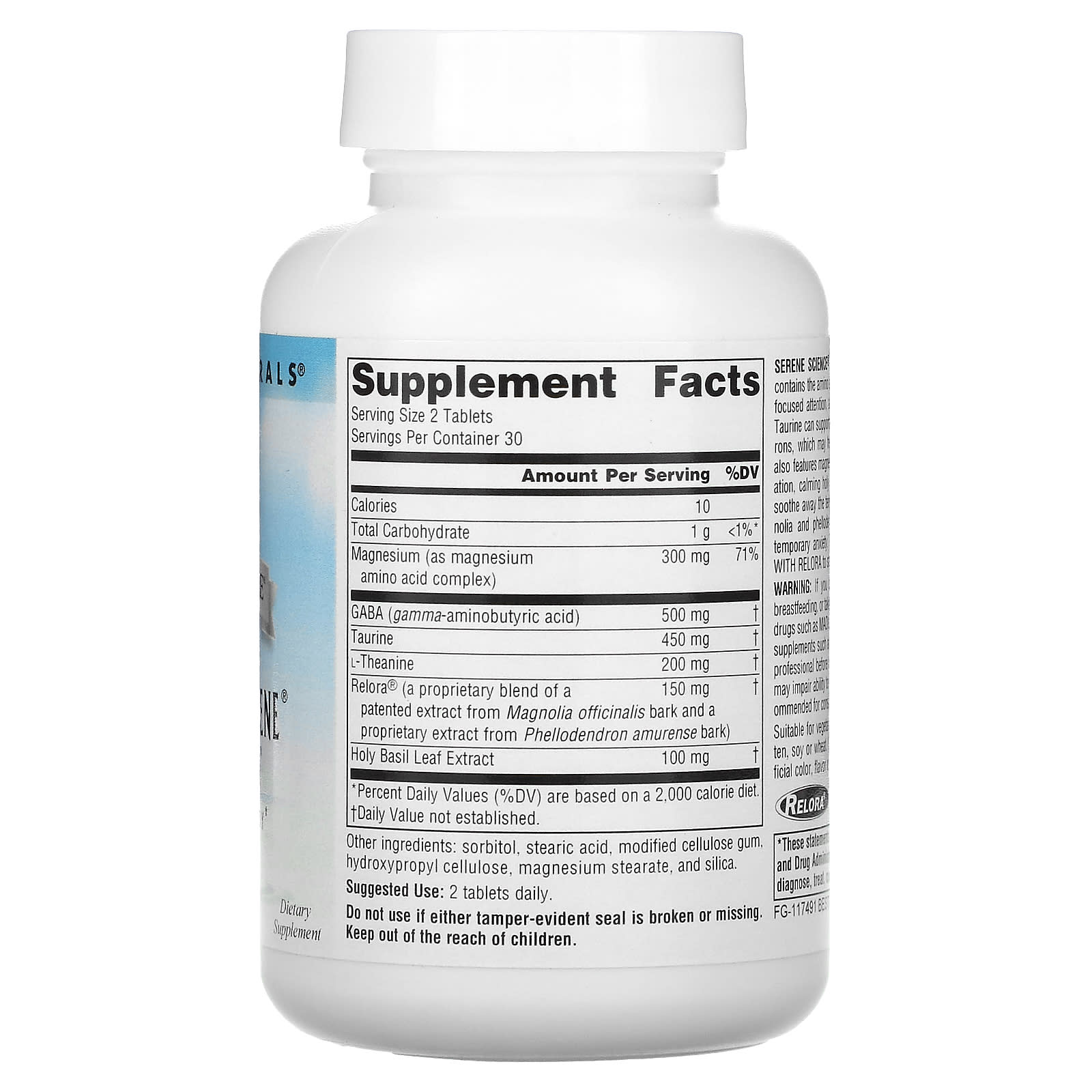 Source Naturals, Serene Science Theanine Serene With Relora, 60 Tablets UPC 021078017721 | Hilife Vitamins