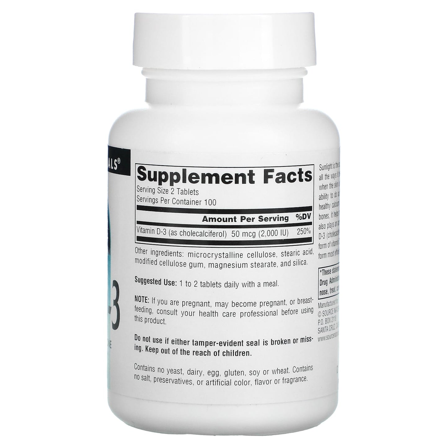 Source Naturals, Vitamin D-3 1000 IU, 200 Tablets UPC 021078017929 | HiLife Vitamins