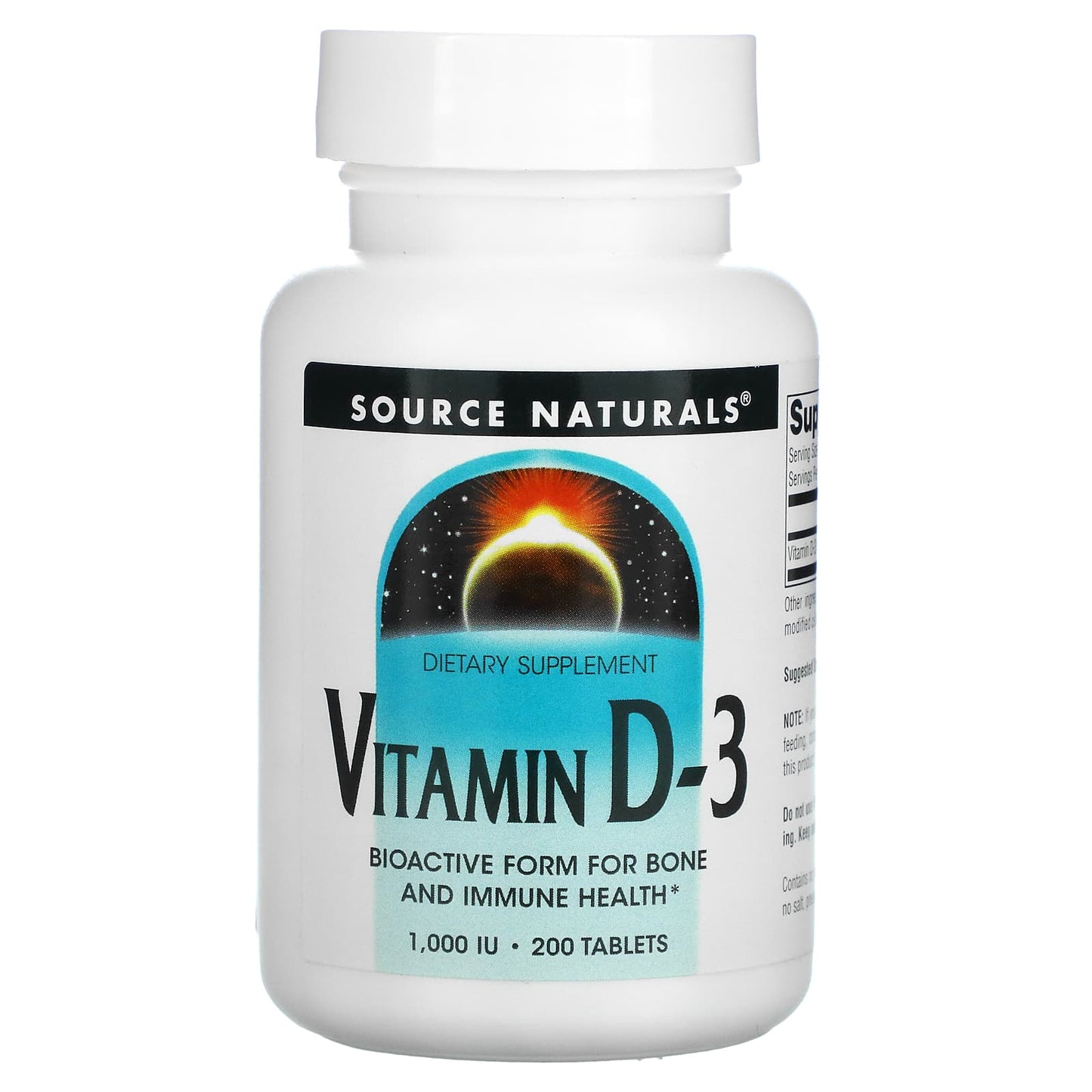 Source Naturals, Vitamin D-3 1000 IU, 200 Tablets UPC 021078017929 | HiLife Vitamins
