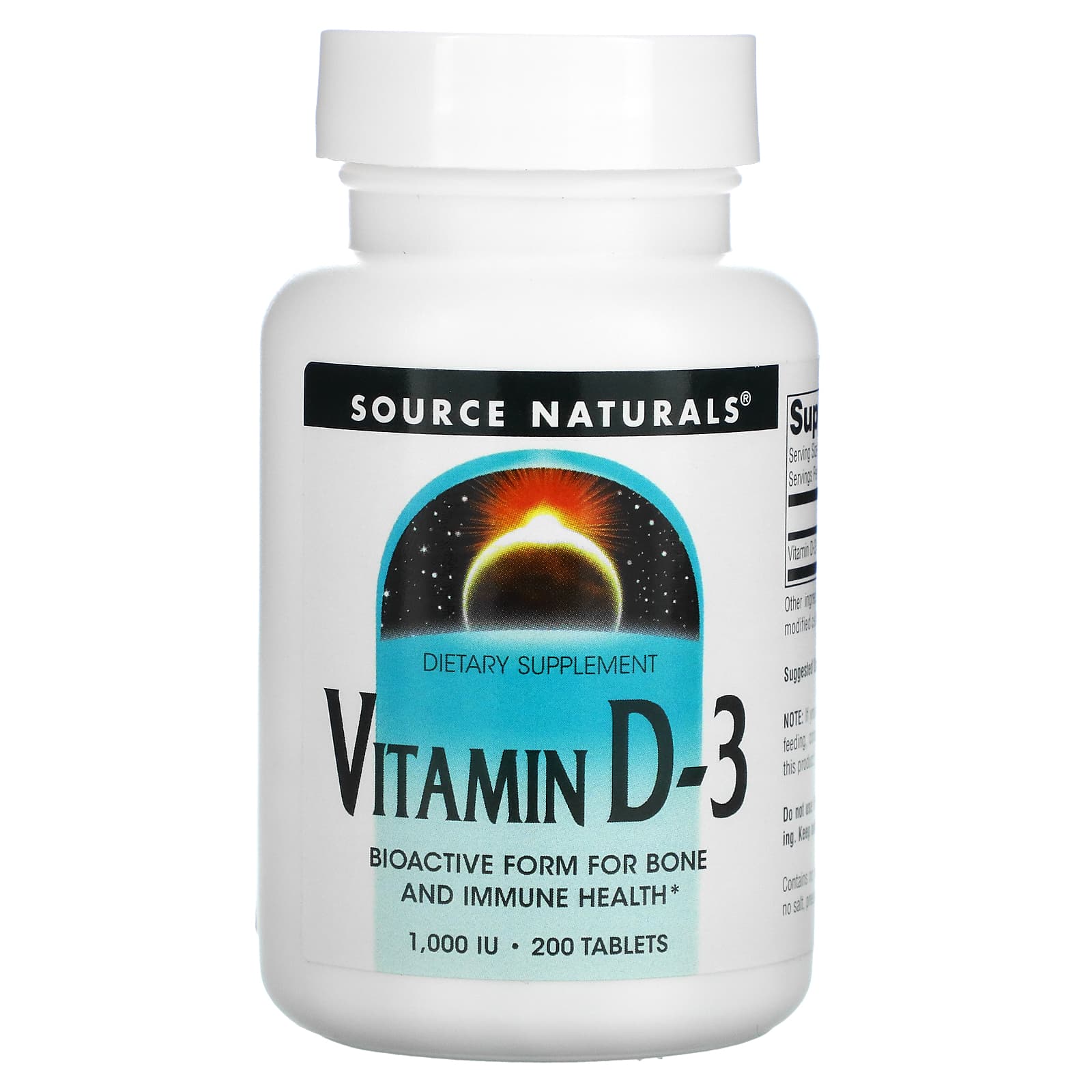 Source Naturals, Vitamin D-3 1000 IU, 200 Tablets UPC 021078017929 | HiLife Vitamins