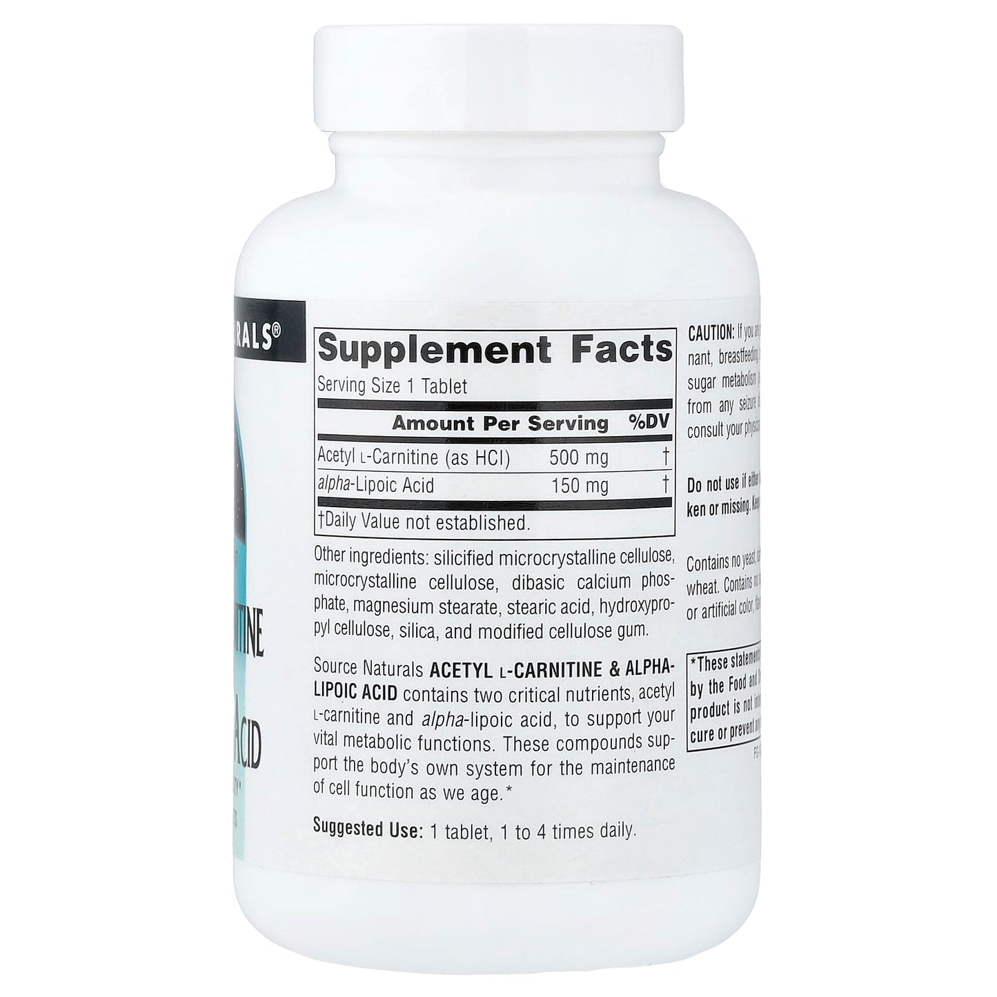 Source Naturals, Acetyl L-Carnitine & Alpha-Lipoic Acid, 60 Tablets UPC 021078017998 | Hilife Vitamins