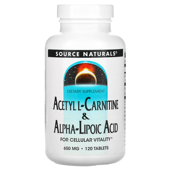 Source Naturals, Acetyl L-Carnitine & Alpha-Lipoic Acid 650 mg, 120 Tablets - 021078018001 | Hilife Vitamins