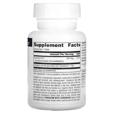 Source Naturals, Vanadium with Chromium, 90 Tablets UPC 021078018353 | Hilife Vitamins