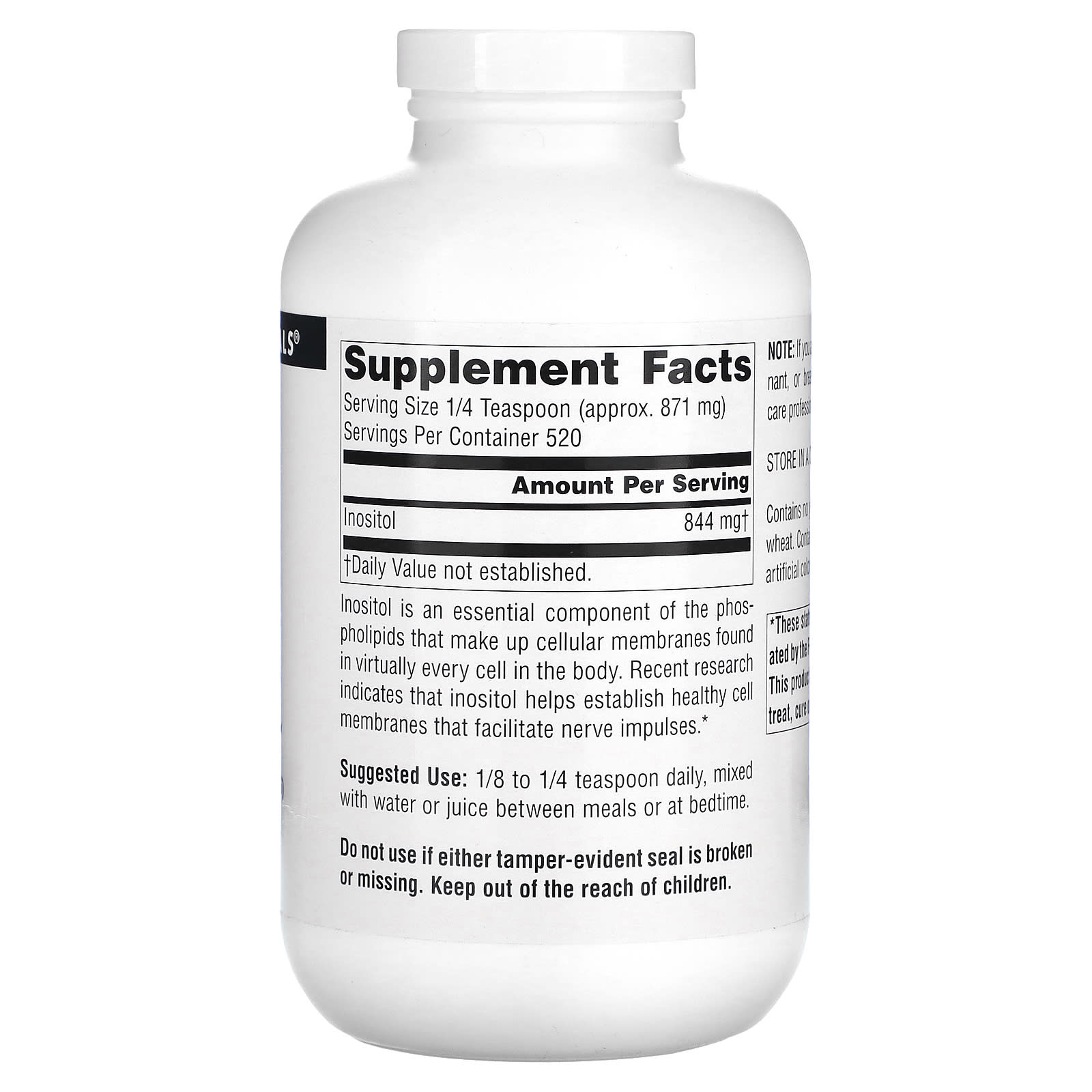 Source Naturals, Inositol, Pure, 16 Oz UPC 021078018377 | HiLife Vitamins