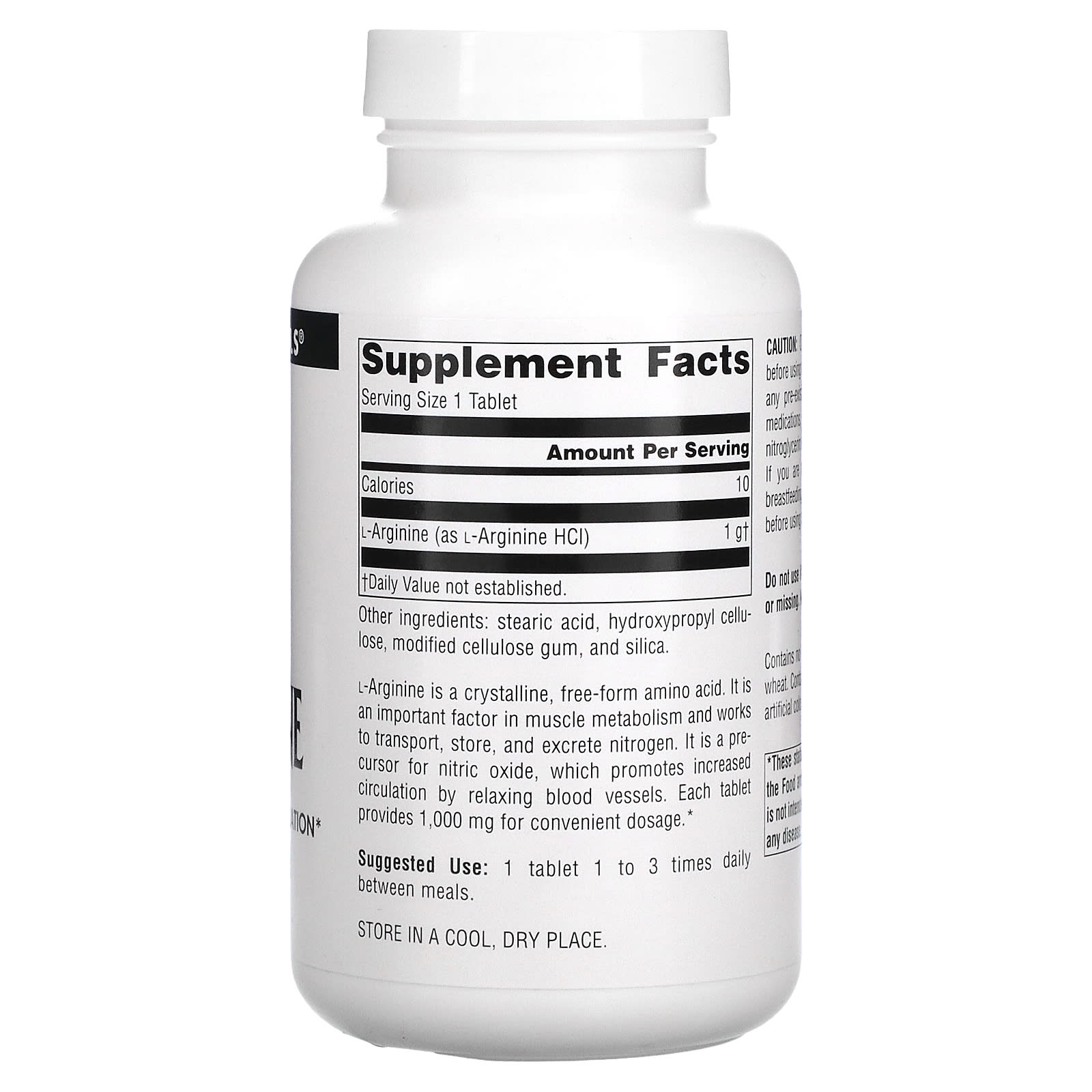 Source Naturals, L-Arginine 1000 mg, 100 Tablets UPC 021078018421 | Hilife Vitamins
