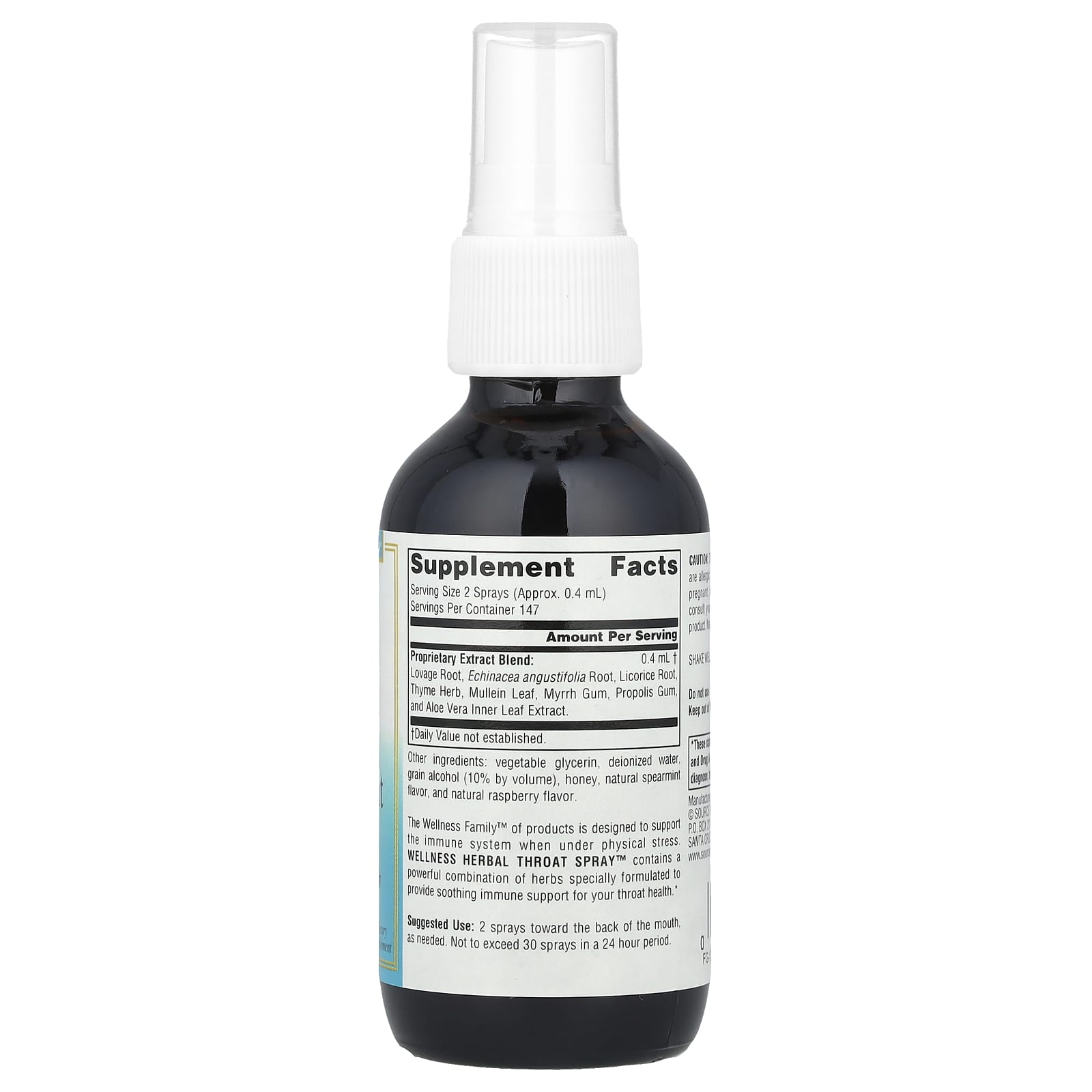 Source Naturals, Wellness Herbal Throat Spray™, 2 Fl Oz Liquid UPC 021078018490 | Hilife Vitamins