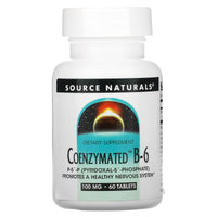Source Naturals, Coenzymated™ Vitamin B-6 100 mg, 60 Tablets UPC 021078018605 | HiLife Vitamins