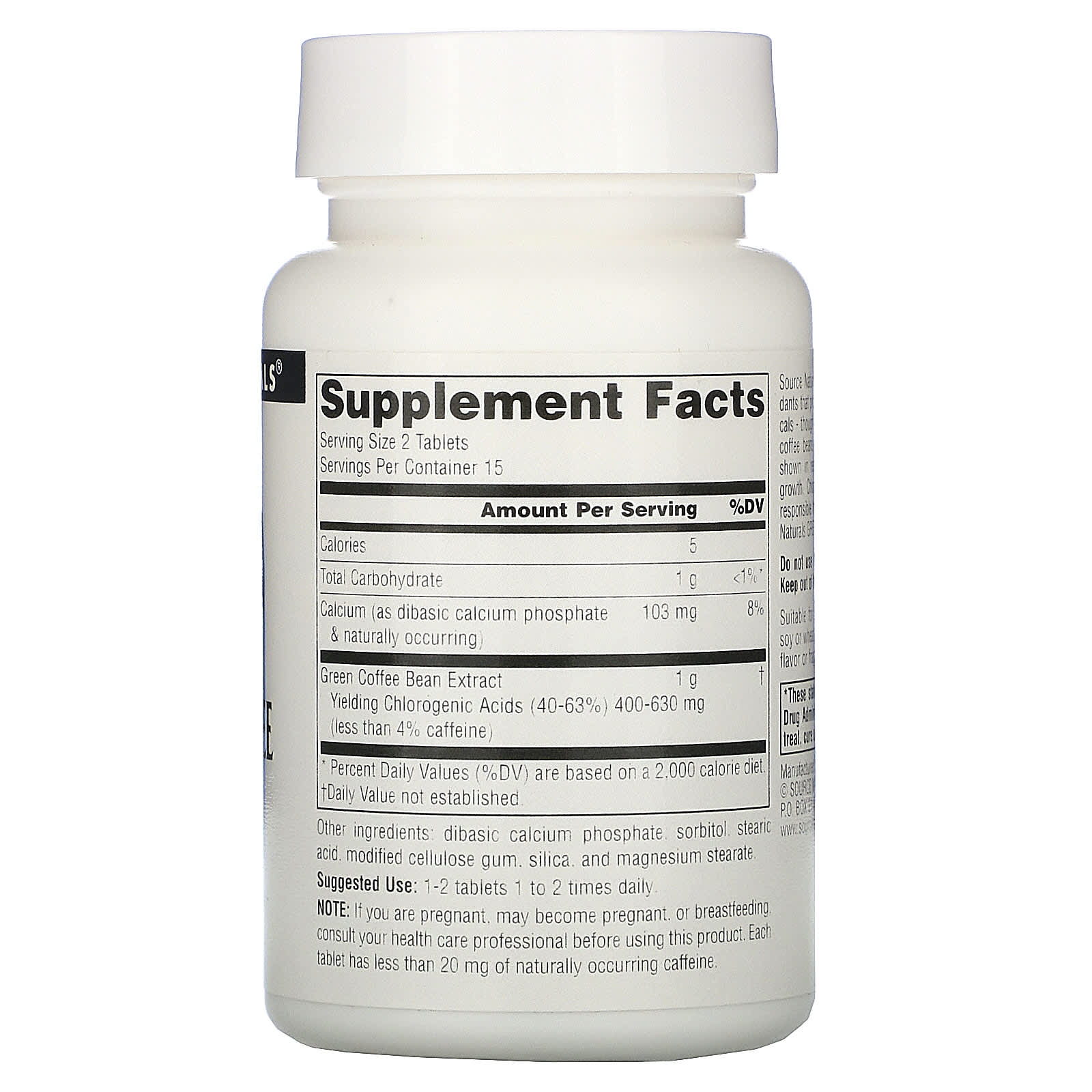 Source Naturals, Green Coffee Extract 500 mg, 30 Tablets UPC 021078018704 | HiLife Vitamins