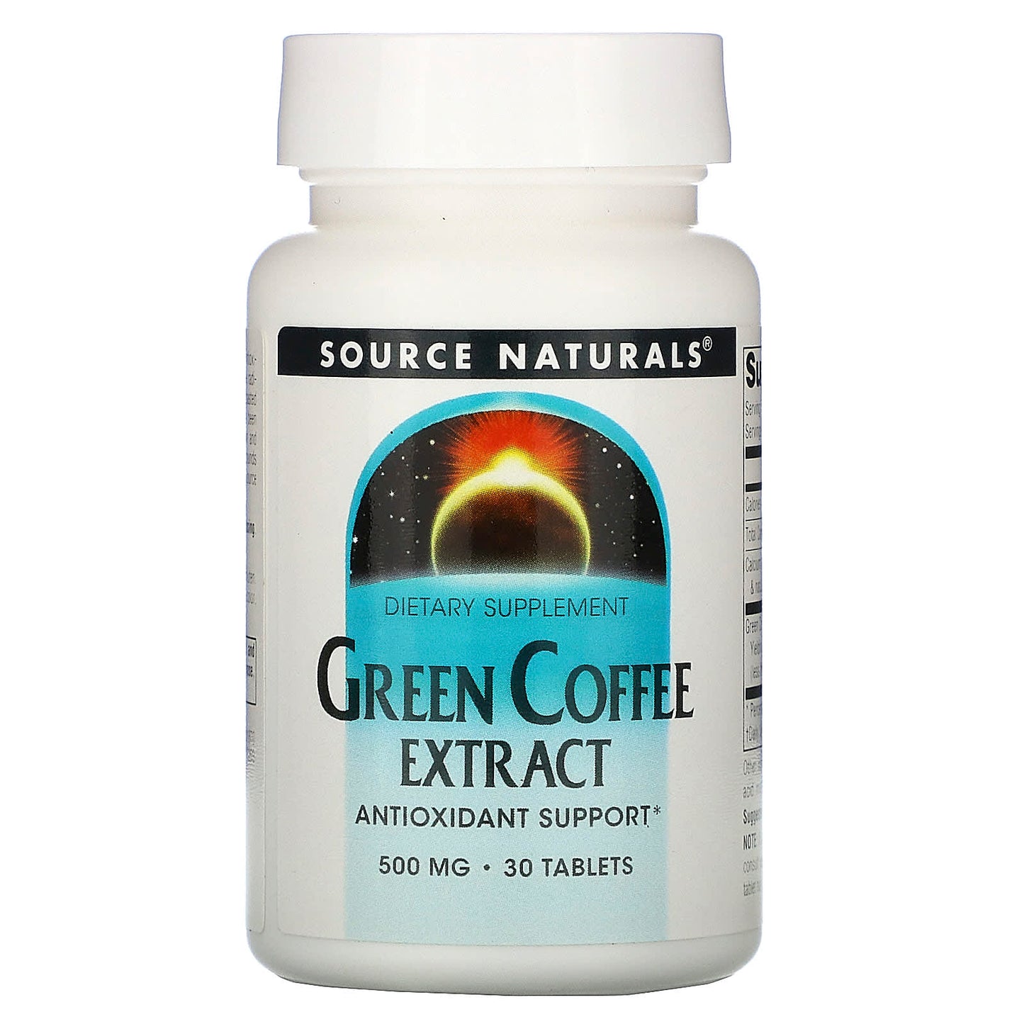 Source Naturals, Green Coffee Extract 500 mg, 30 Tablets UPC 021078018704 | HiLife Vitamins