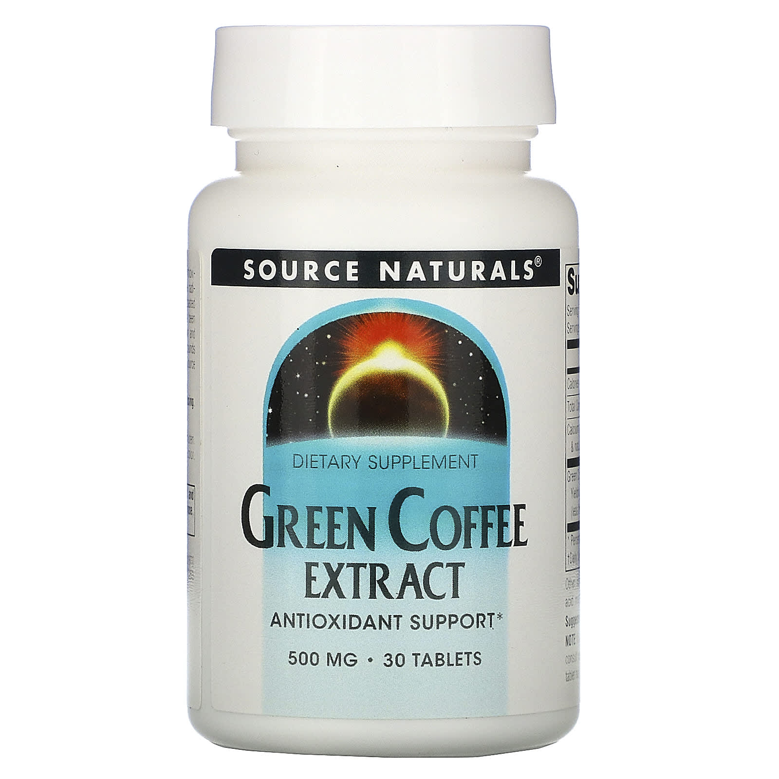 Source Naturals, Green Coffee Extract 500 mg, 30 Tablets UPC 021078018704 | HiLife Vitamins