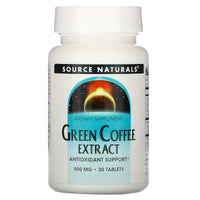 Source Naturals, Green Coffee Extract 500 mg, 30 Tablets UPC 021078018704 | HiLife Vitamins