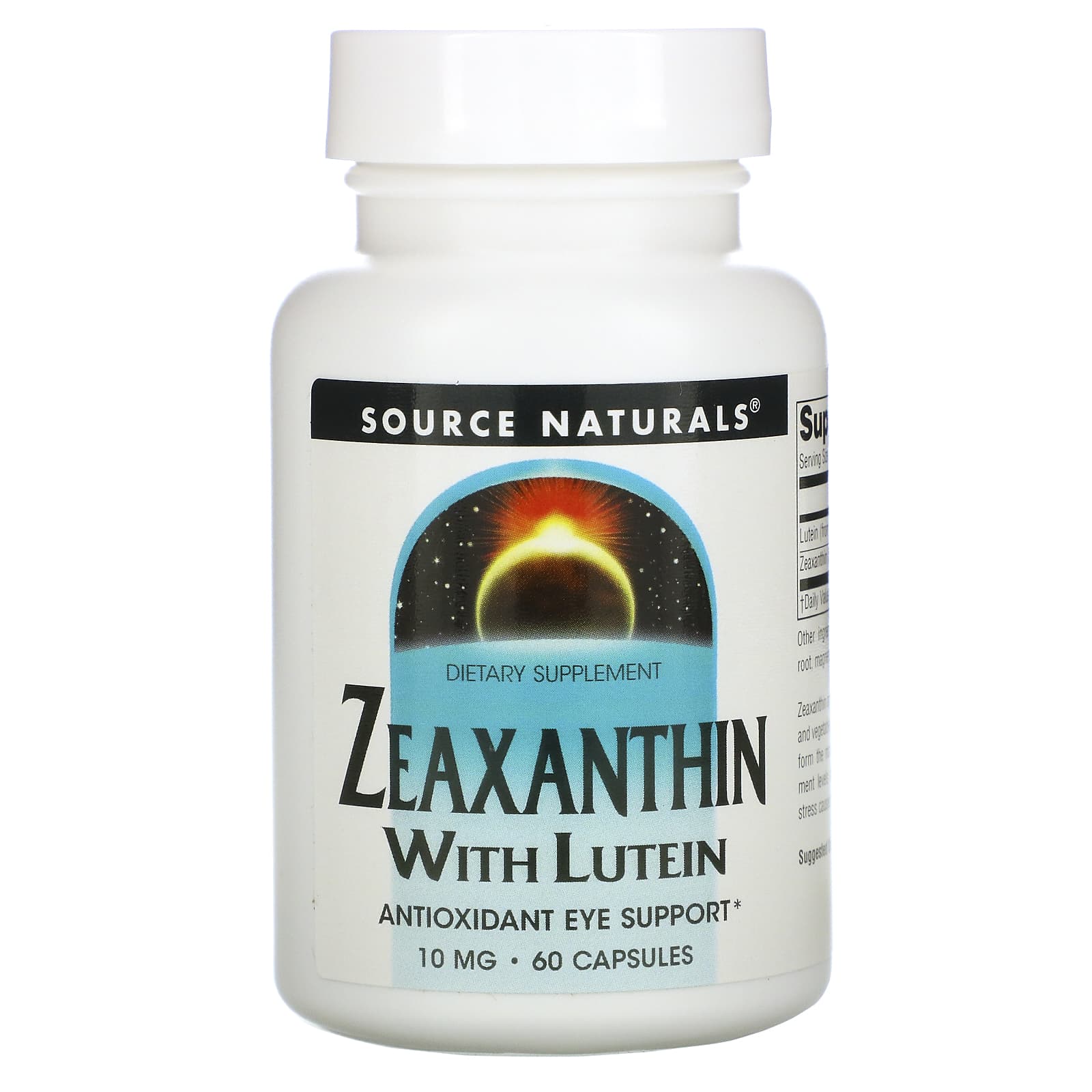 Source Naturals, Zeaxanthin With Lutein 10 mg, 60 Capsules - 021078018827 | Hilife Vitamins