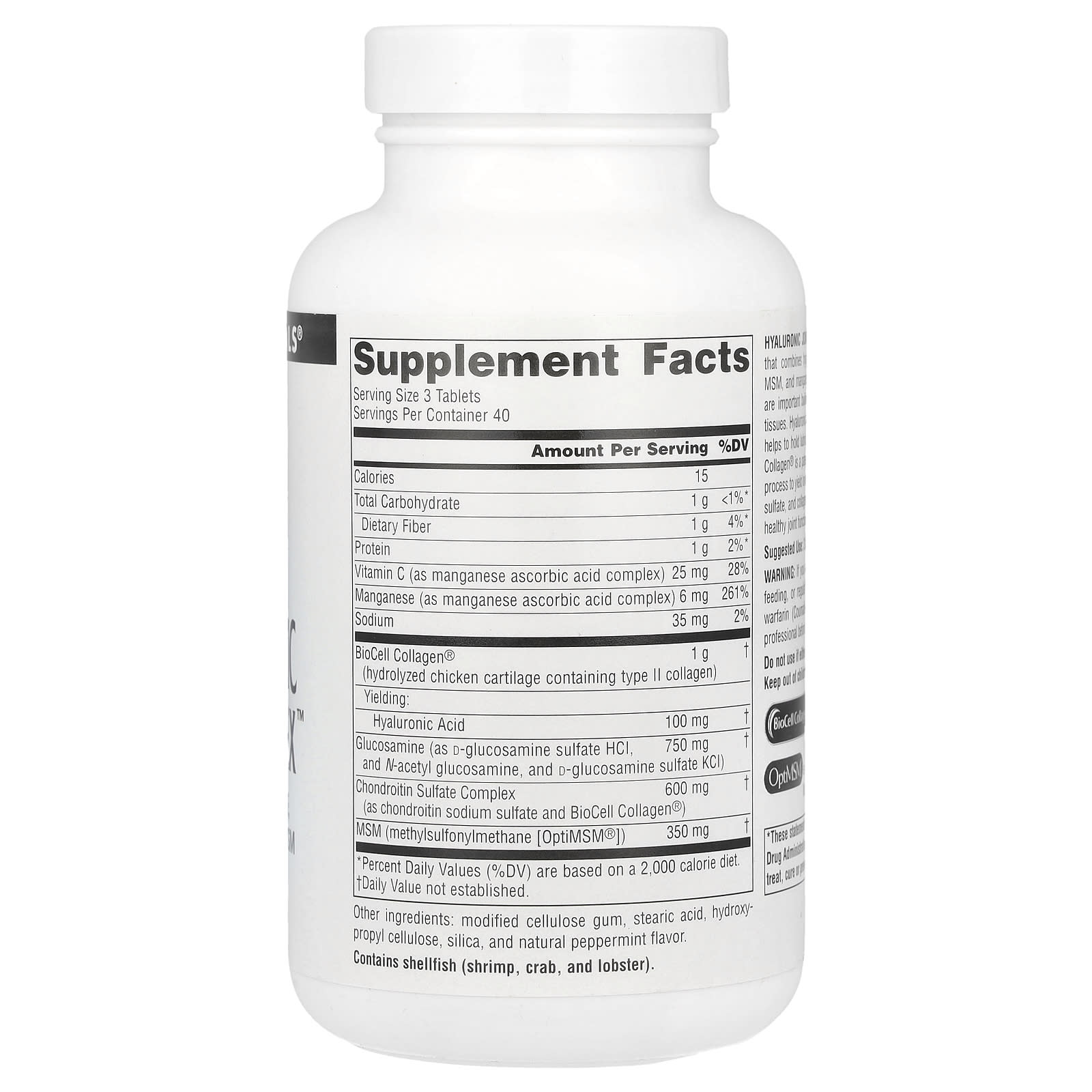 Source Naturals, Hyaluronic Joint Complex™, 120 Tablets UPC 021078018940 | Hilife Vitamins