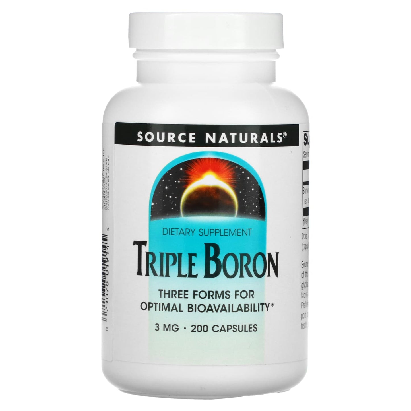 Source Naturals, Triple Boron 3 mg, 200 Capsules UPC 021078019145 | HiLife Vitamins