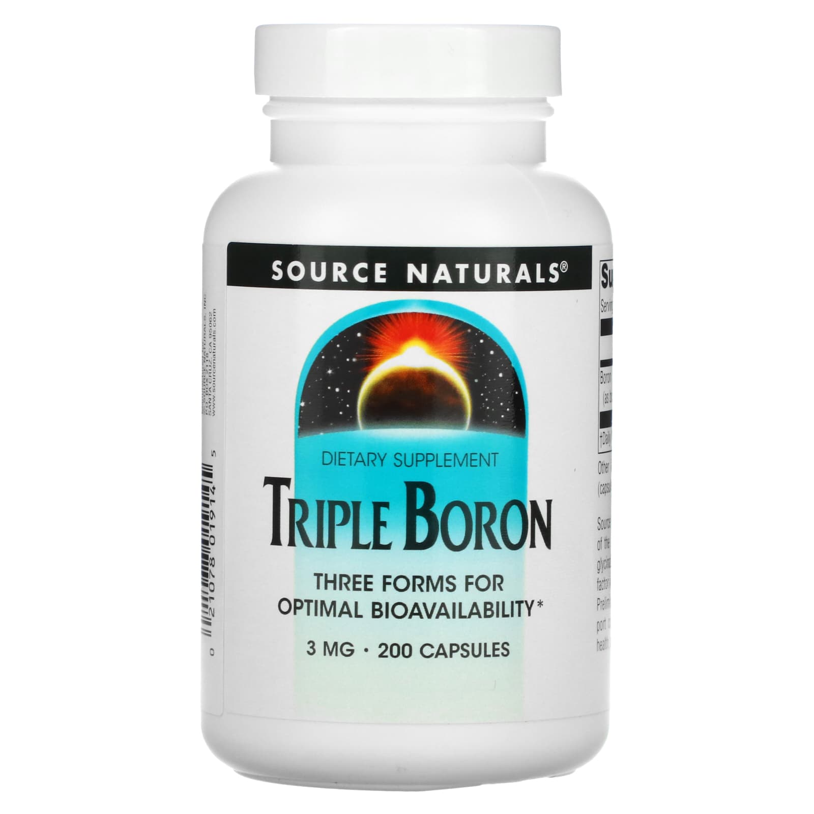 Source Naturals, Triple Boron 3 mg, 200 Capsules UPC 021078019145 | HiLife Vitamins