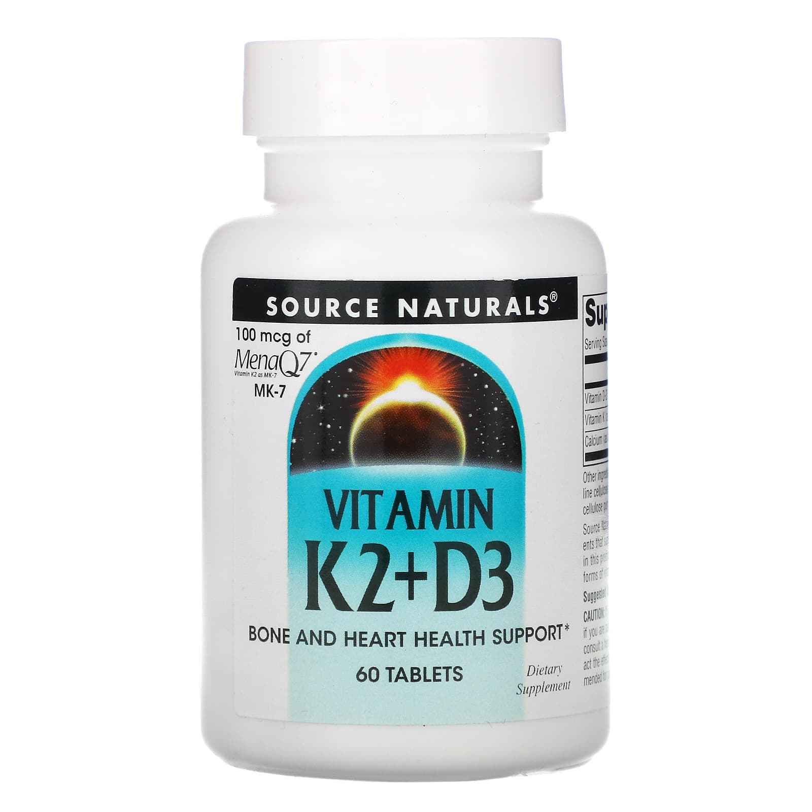 Source Naturals, Vitamin K2 + D3 100 Mcg, 60 Tablets UPC 021078019220 | HiLife Vitamins
