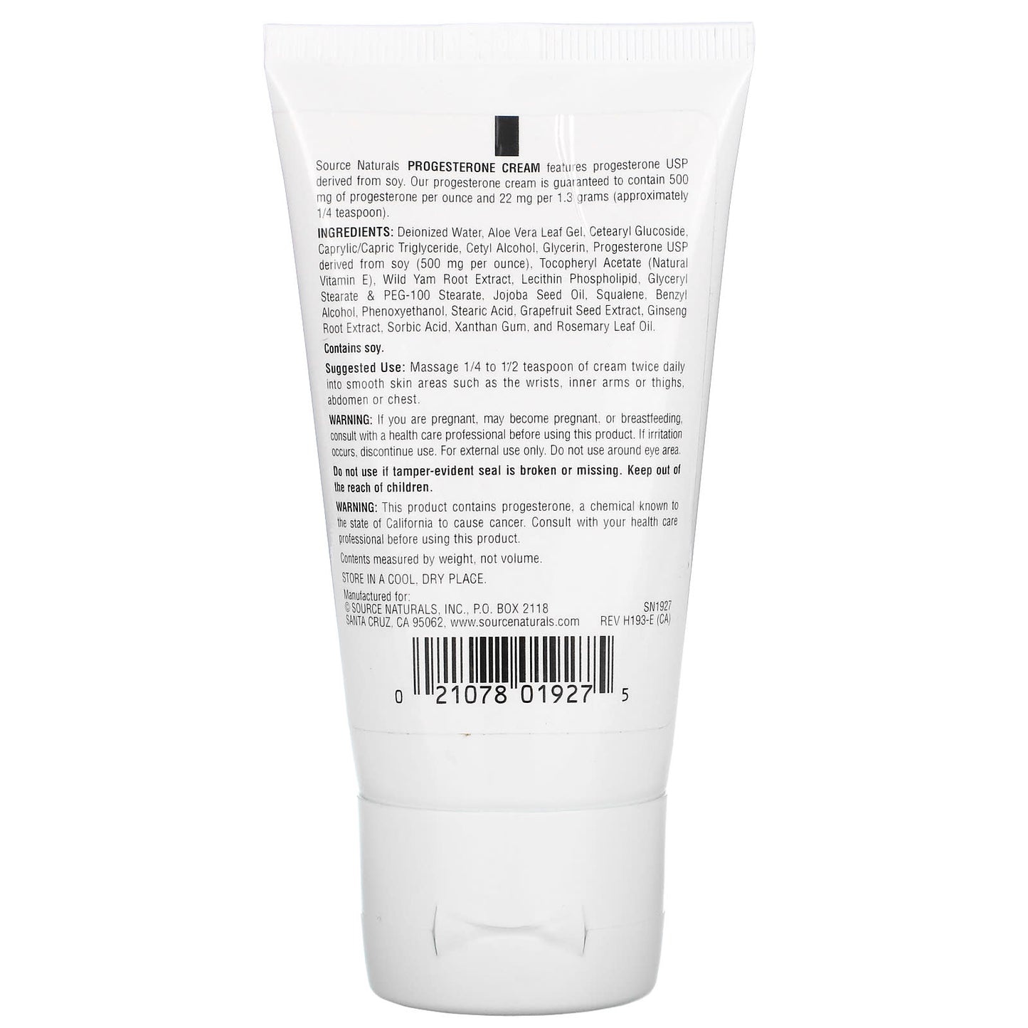 Source Naturals, Eternal Woman™ Progesterone Cream Tube (CA), 2 Oz 2OZ UPC 021078019275 | Hilife Vitamins