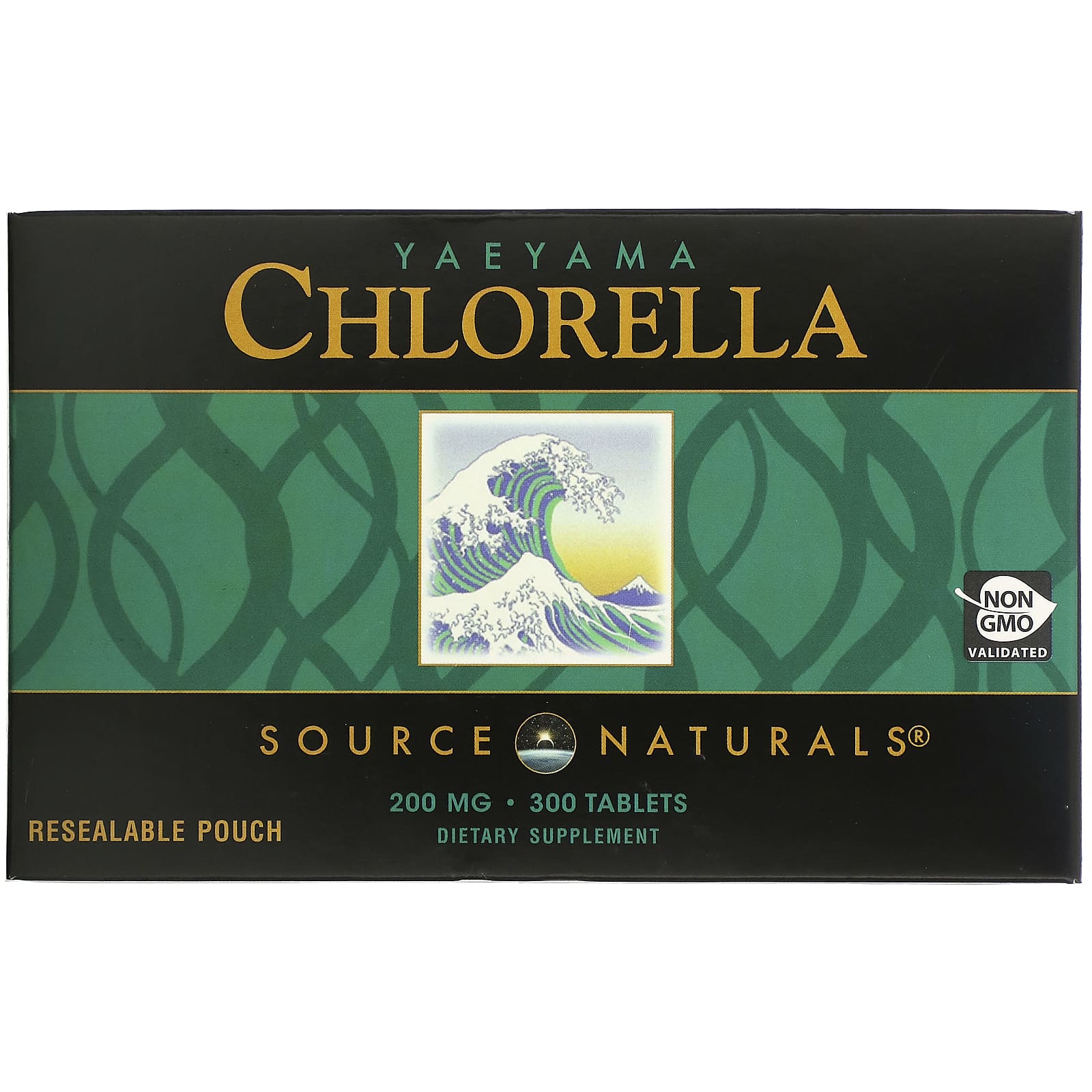 Source Naturals, Yaeyama Chlorella 200 mg, Box, 300 Tablets UPC 021078019299 | Hilife Vitamins