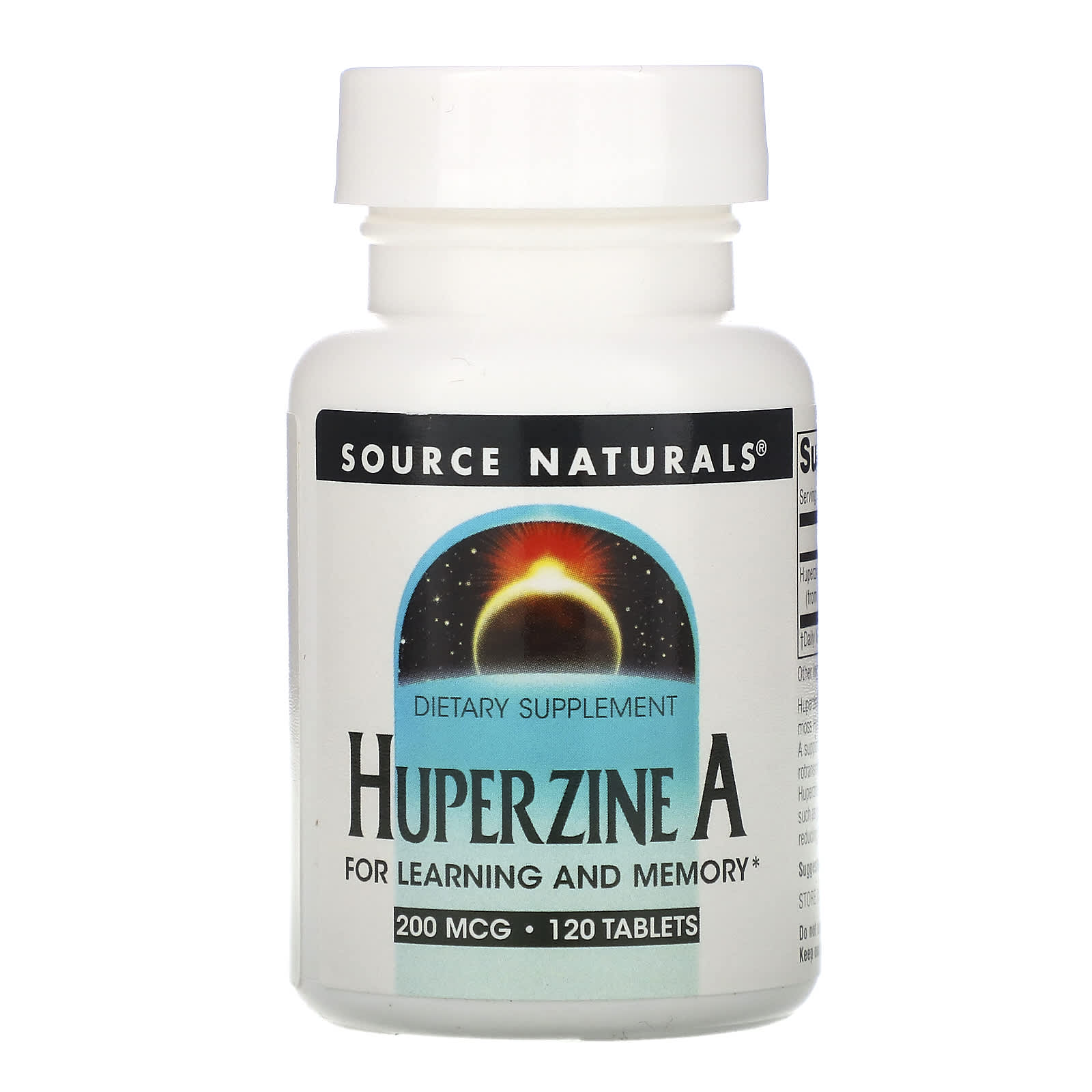 Source Naturals, Huperzine A 200 Mcg, 120 Tablets UPC 021078019312 | HiLife Vitamins