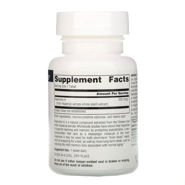 Source Naturals, Huperzine A 200 Mcg, 120 Tablets UPC 021078019312 | Hilife Vitamins
