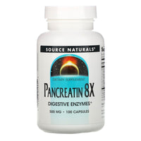 Source Naturals, Pancreatin 8x 500 mg, 100 Capsules UPC 021078019442 | Hilife Vitamins