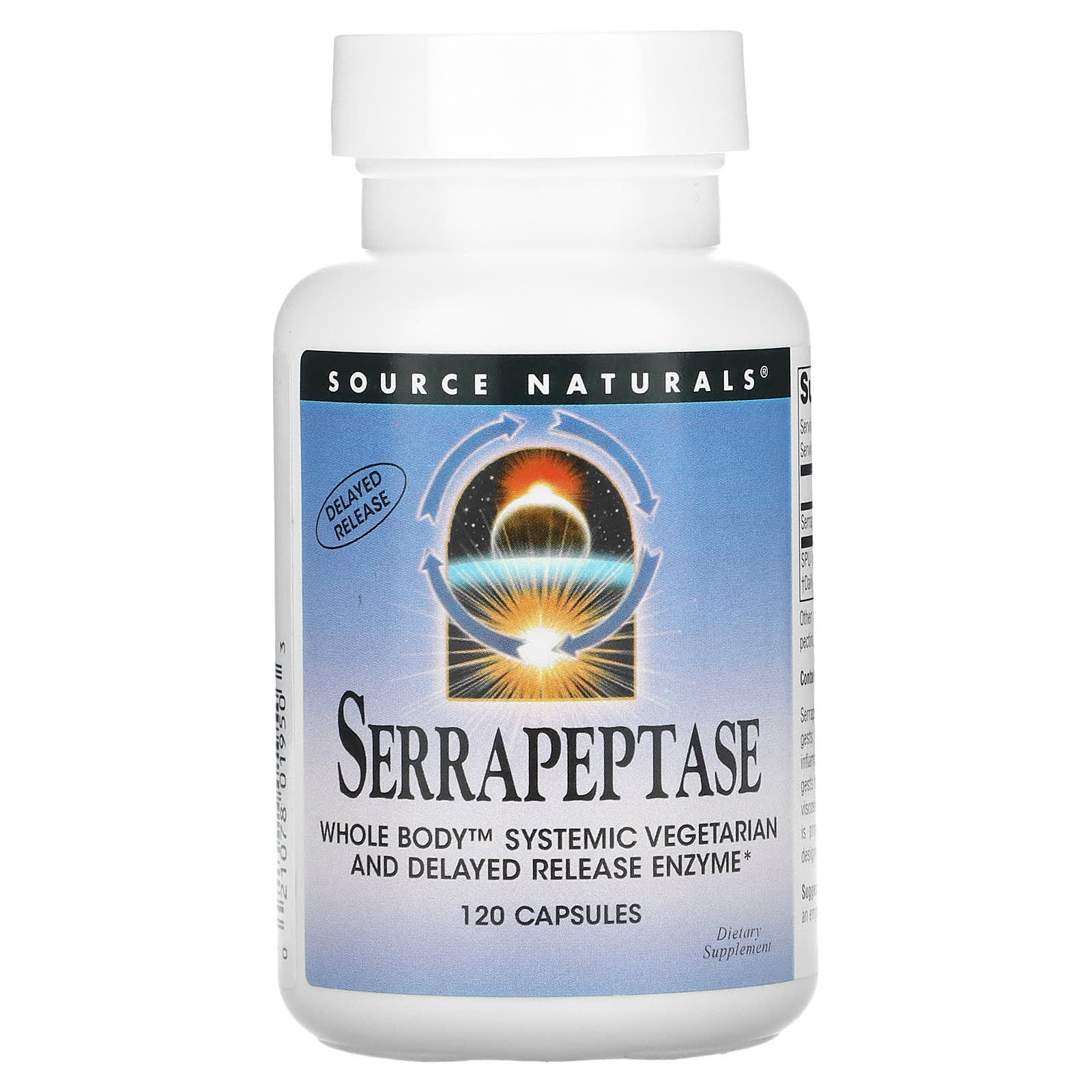 Source Naturals, Serrapeptase, 120 Capsules UPC 021078019503 | Hilife Vitamins