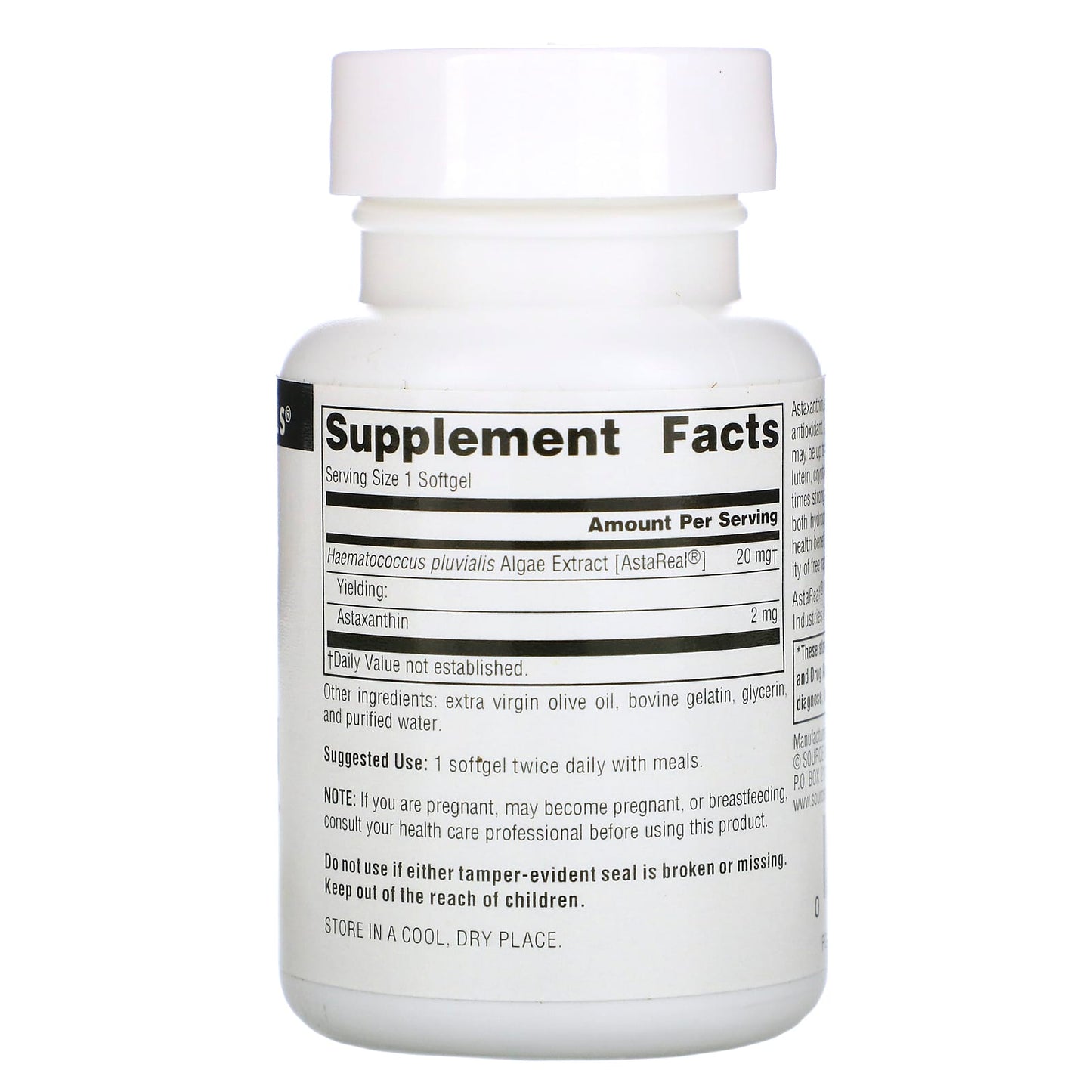 Source Naturals, Astaxanthin 2 mg, 30 Softgels UPC 021078019541 | Hilife Vitamins
