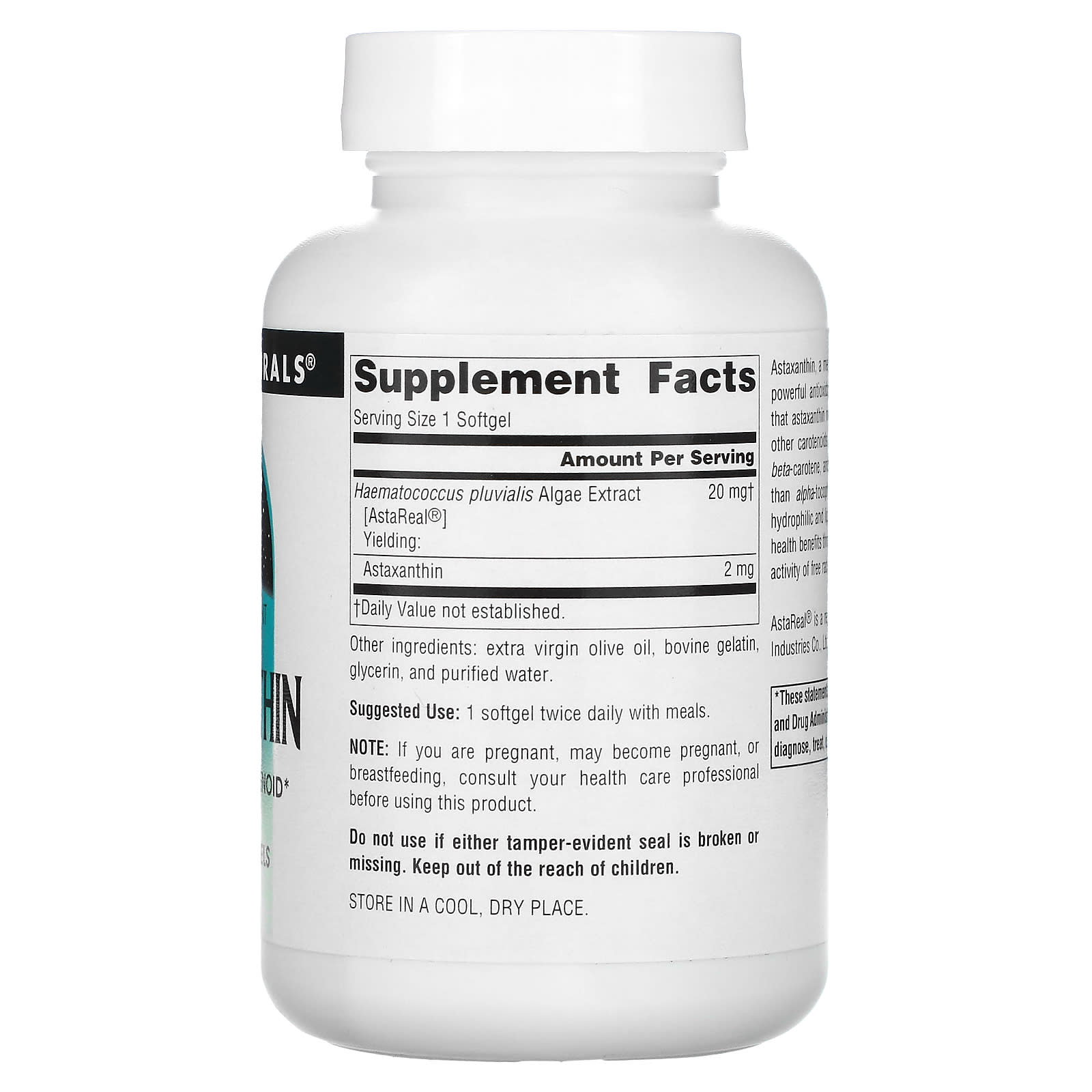 Source Naturals, Astaxanthin 2 mg, 120 Softgels UPC 021078019565 | Hilife Vitamins
