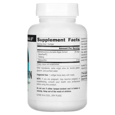 Source Naturals, Astaxanthin 2 mg, 120 Softgels UPC 021078019565 | Hilife Vitamins