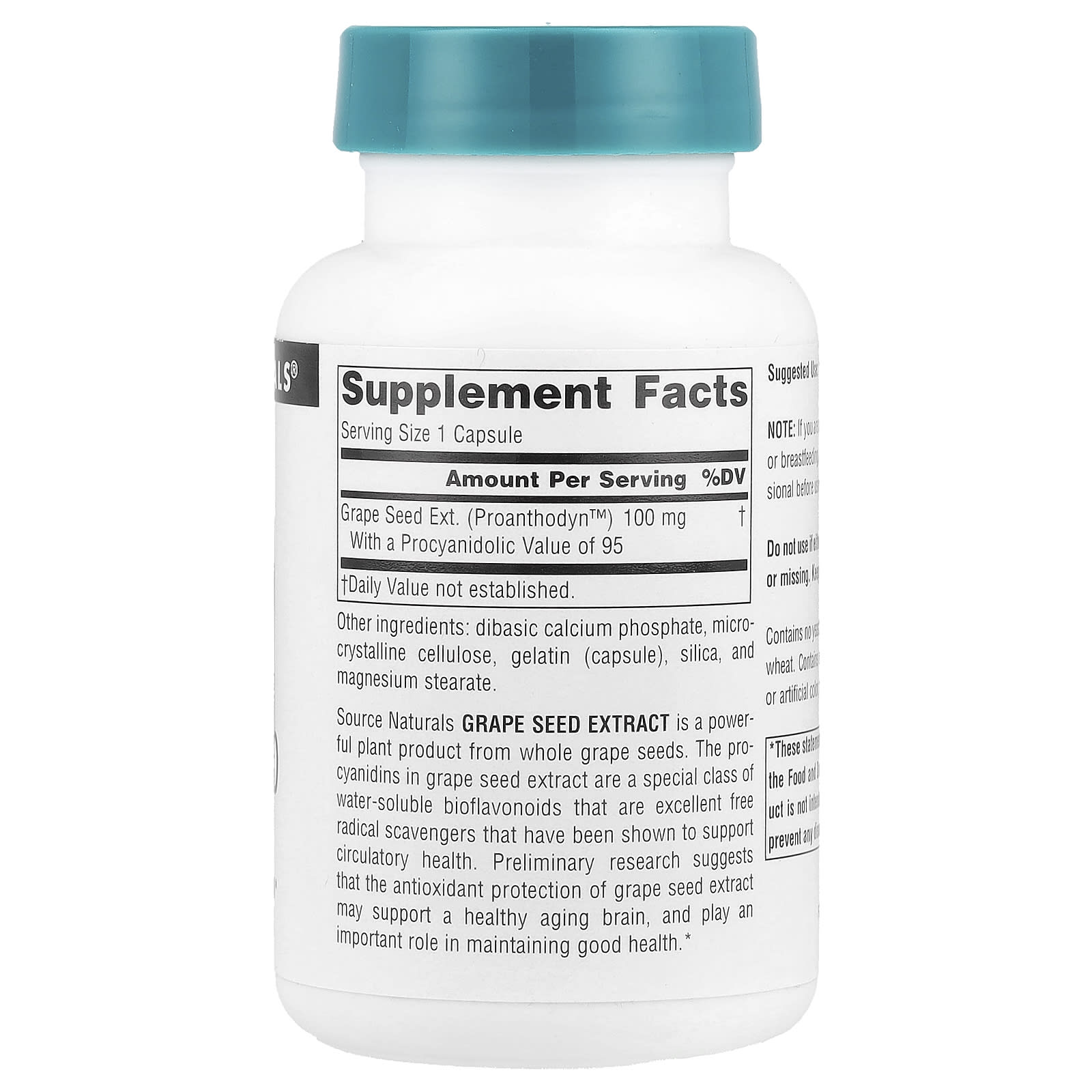 Source Naturals, Grape Seed Extract, Proanthodyn 100 mg, 120 Capsules UPC 021078019664 | Hilife Vitamins