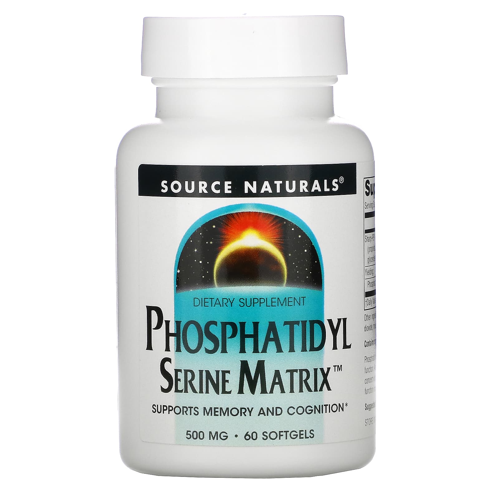 Source Naturals, Phosphatidyl Serine Matrix™ 500 mg, 60 Softgels UPC 021078019688 | Hilife Vitamins