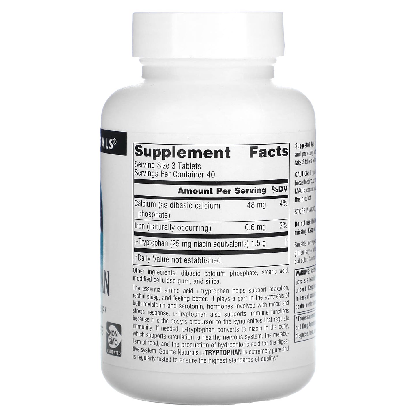 Source Naturals, L-Tryptophan 500 mg, 120 Tablets UPC 021078019800 | Hilife Vitamins