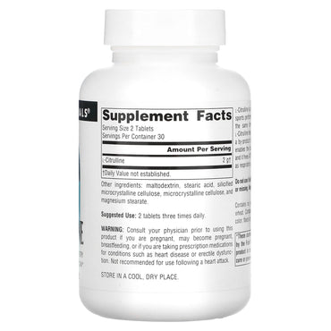 Source Naturals, L-Citrulline 1000 mg, 60 Tablets UPC 021078020035 | Hilife Vitamins