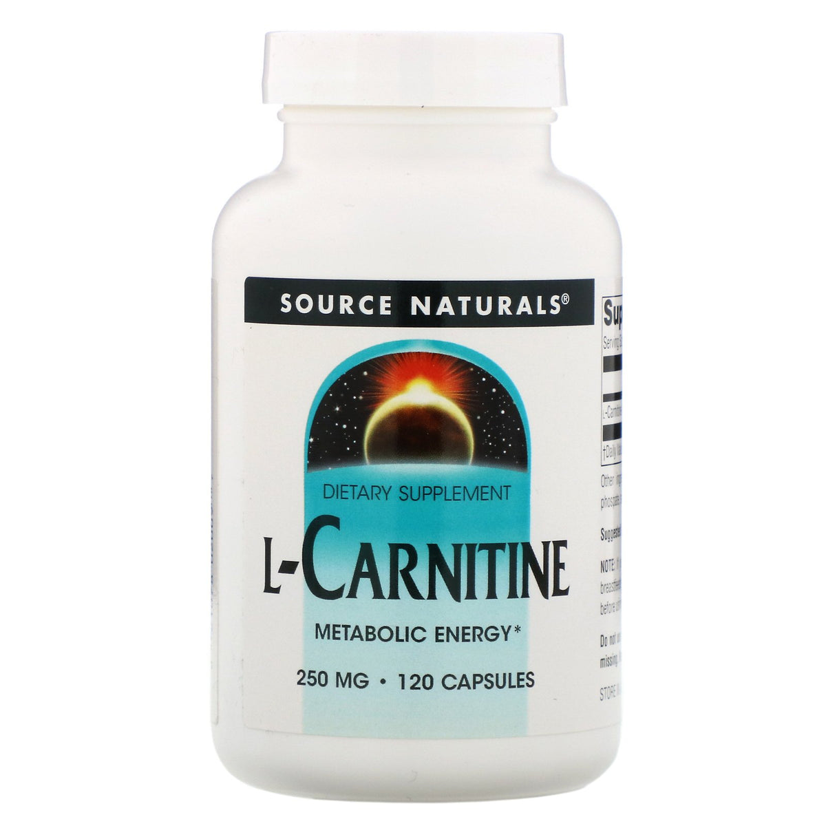 Source Naturals, L-Carnitine Fumarate 250 mg, Fumarate, 120 Capsules UPC 021078020097 | Hilife Vitamins