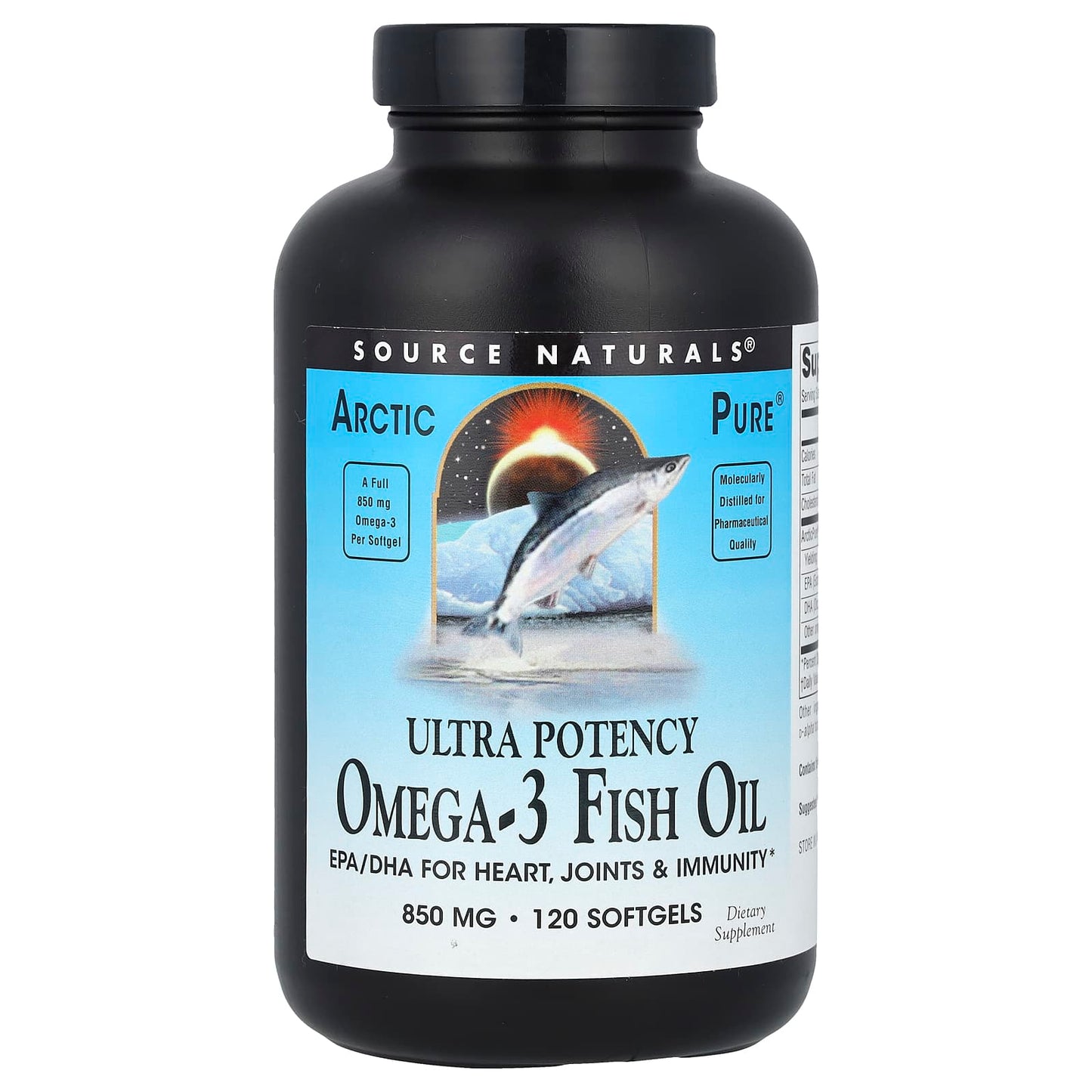 Source Naturals, Arctic Pure Omega-3 Fish Oil, Ultra Potency 850 mg, 120 Softgels UPC 021078020141 | Hilife Vitamins