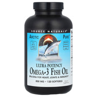 Source Naturals, Arctic Pure Omega-3 Fish Oil, Ultra Potency 850 mg, 120 Softgels UPC 021078020141 | Hilife Vitamins