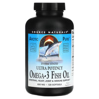 Source Naturals, Arctic Pure, Enteric Coated Ultra Potency, Omega-3 Fish Oil, 850 mg, 120 Softgels UPC 021078020172