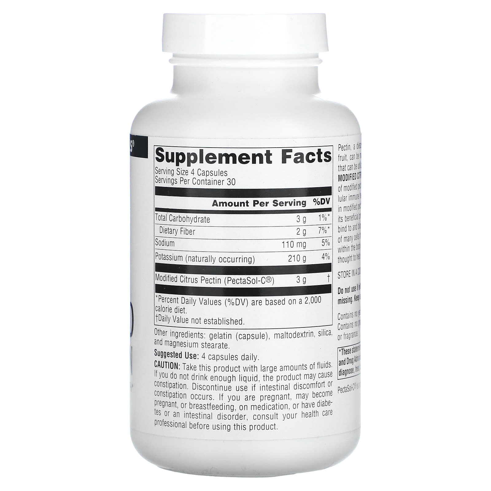 Source Naturals, Modified Citrus Pectin, PectImmune™ 750 mg, 120 Capsules UPC 021078020202 | HiLife Vitamins